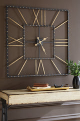 3 Brothers Decor - Ashley Furniture - Thames Wall Decor - Wall Clock / Black/Gold Finish - A8010112