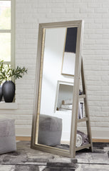 3 Brothers Decor - Ashley Furniture - Evesen Mirror - Floor Standing Mirror/Storage / Champagne - A8010379