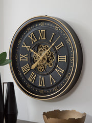 3 Brothers Decor - Ashley Furniture - Dairton Wall Decor - Wall Clock / Black/Gold Finish - A8010385