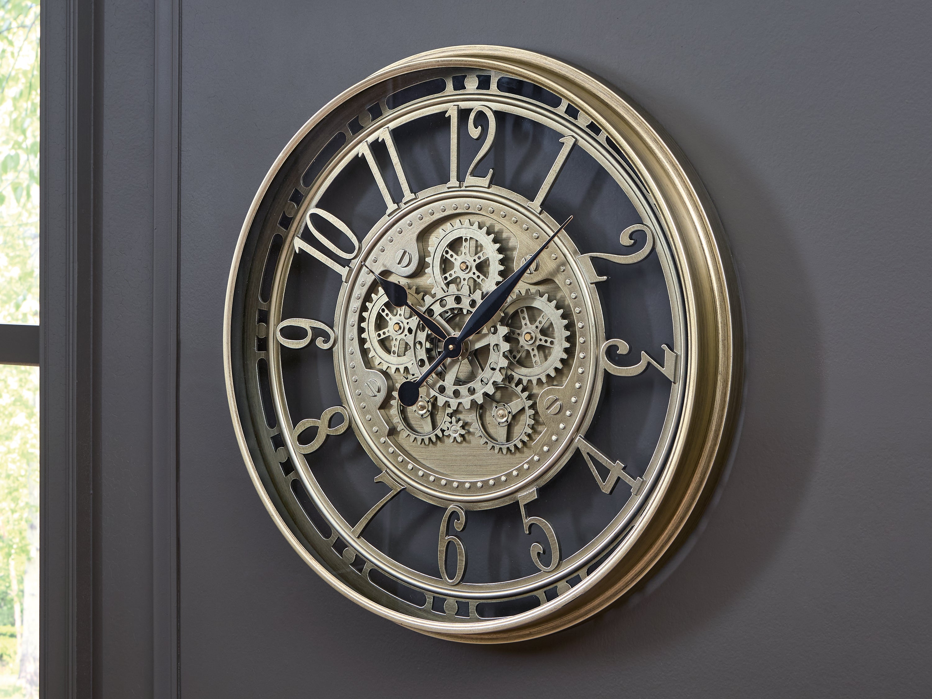 3 Brothers Decor - Ashley Furniture - Gilover Wall Decor - Wall Clock / Champagne Finish - A8010386