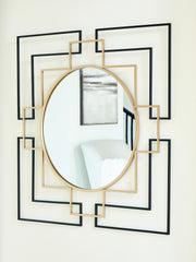 3 Brothers Decor - Ashley Furniture - Oceanal Mirror - Accent Mirror / Black/Gold Finish - A8010394