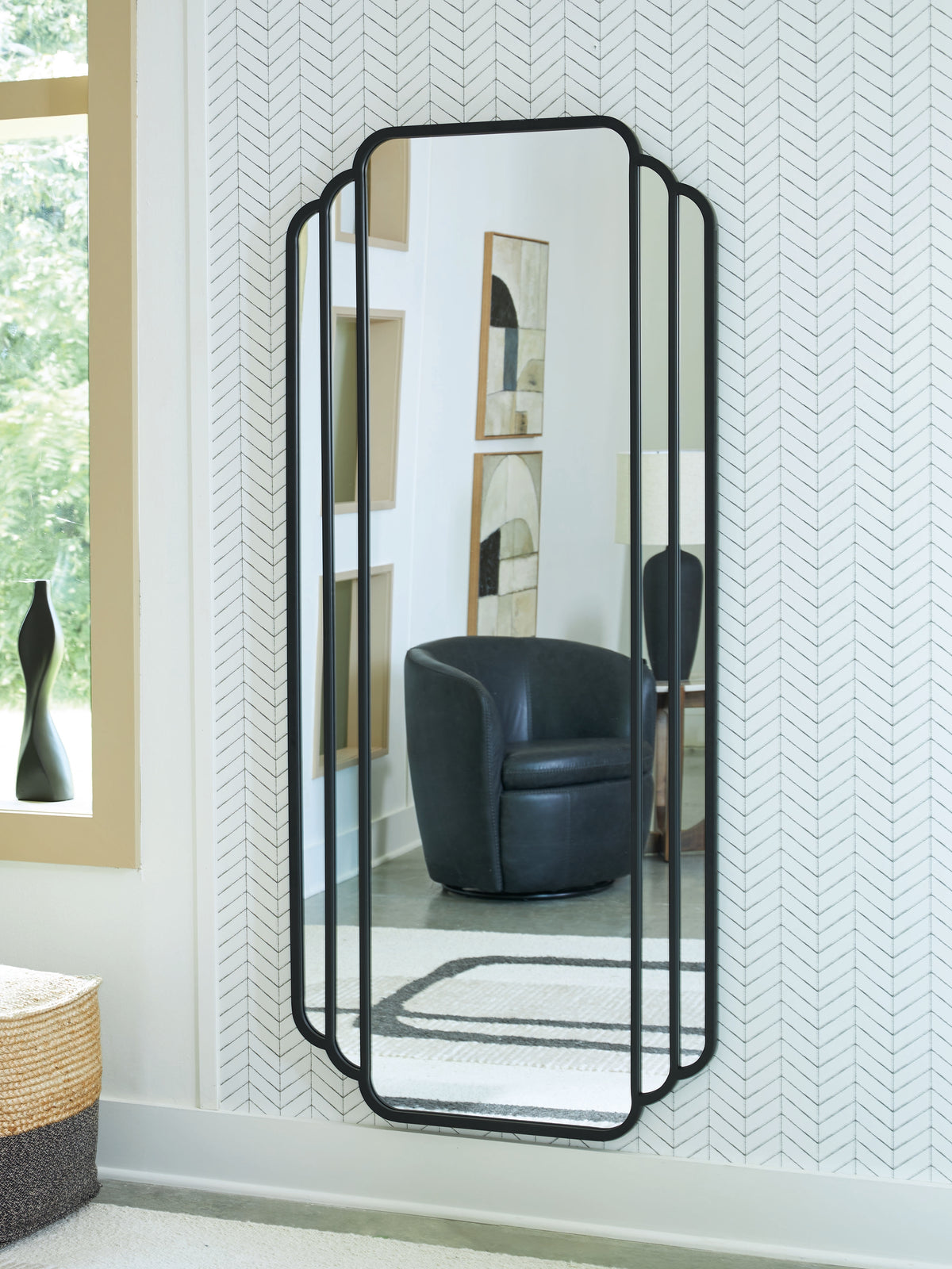 3 Brothers Decor - Ashley Furniture - Antigone Mirror - Floor Mirror / Black - A8010434