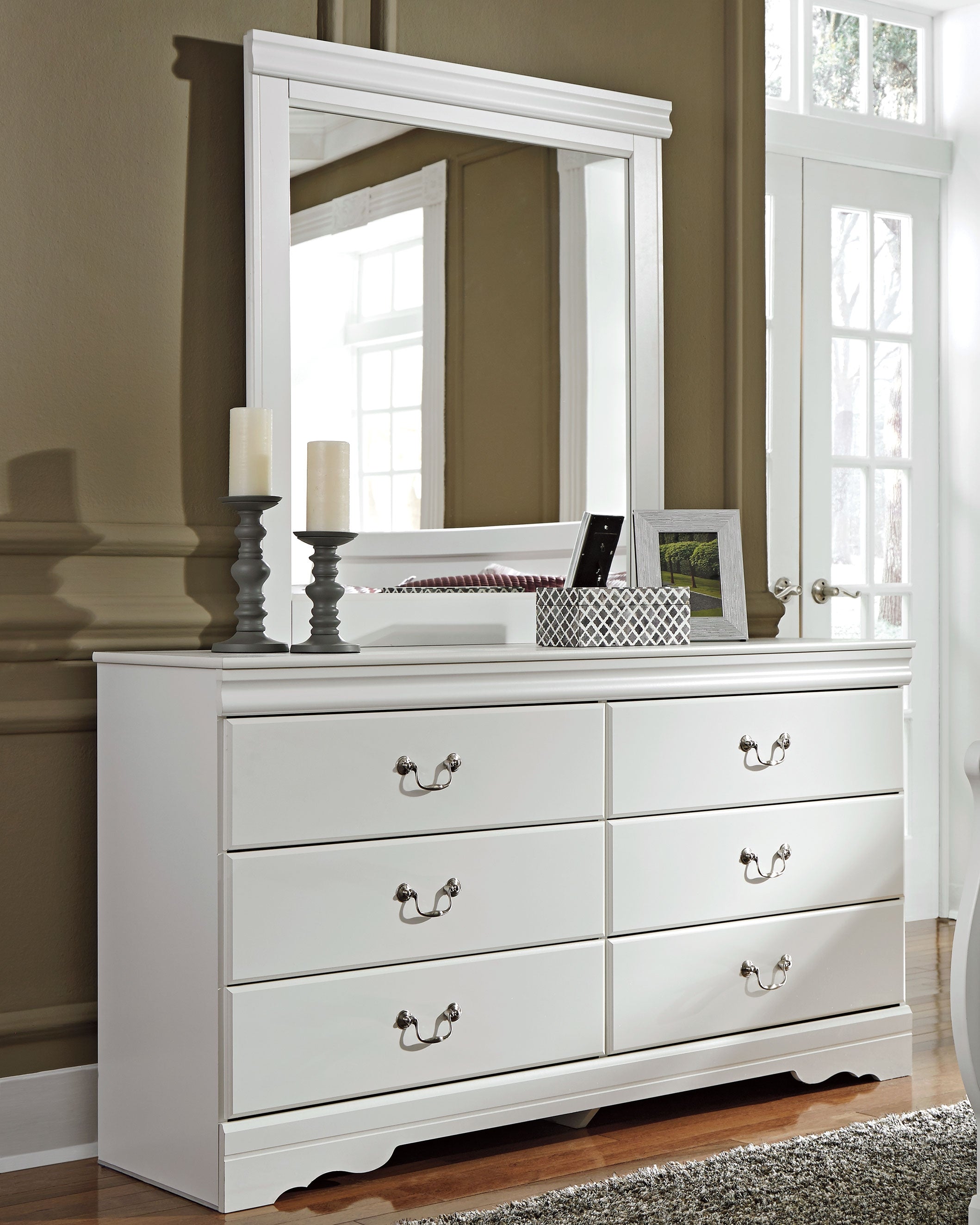 3 Brothers Decor - Ashley Furniture - Anarasia Bedroom - Dresser and Mirror / White - B129B3