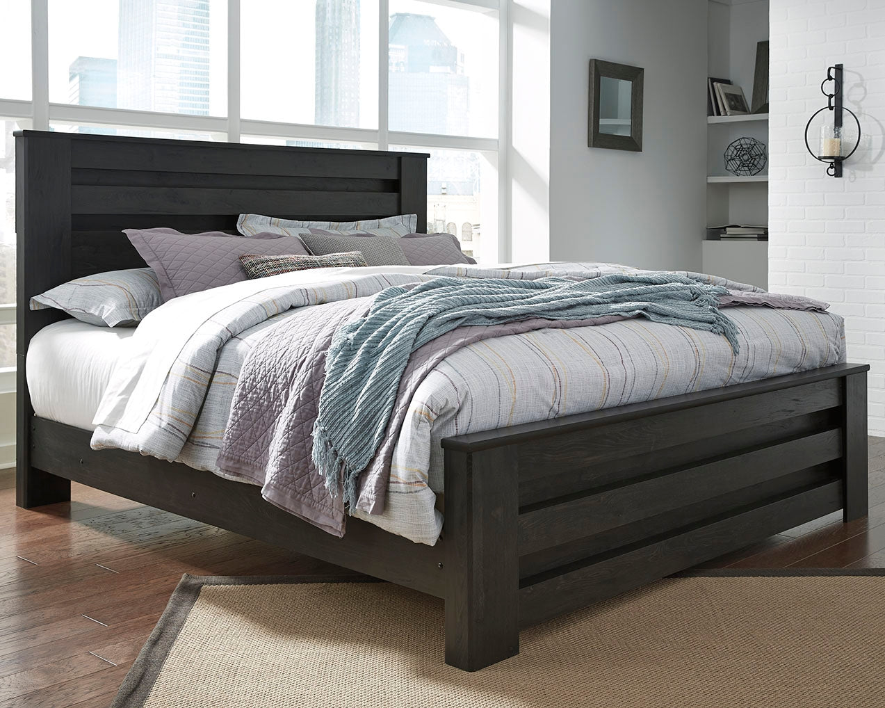 3 Brothers Decor - Ashley Furniture - Brinxton Bedroom - King Panel Bed / Charcoal - B249B4