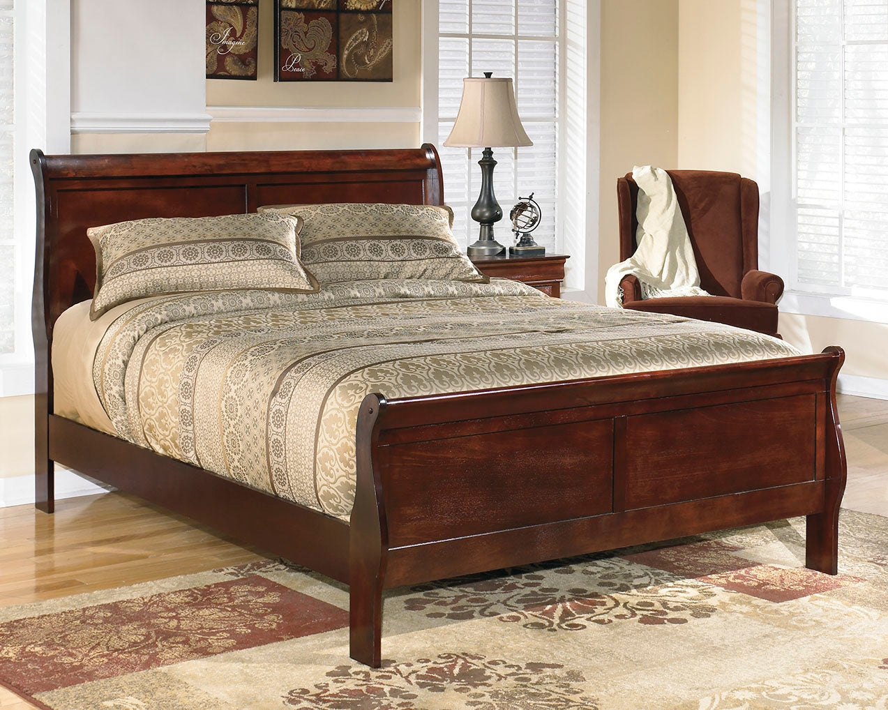3 Brothers Decor - Ashley Furniture - Alisdair Bedroom - King Sleigh Bed / Reddish Brown - B376B8