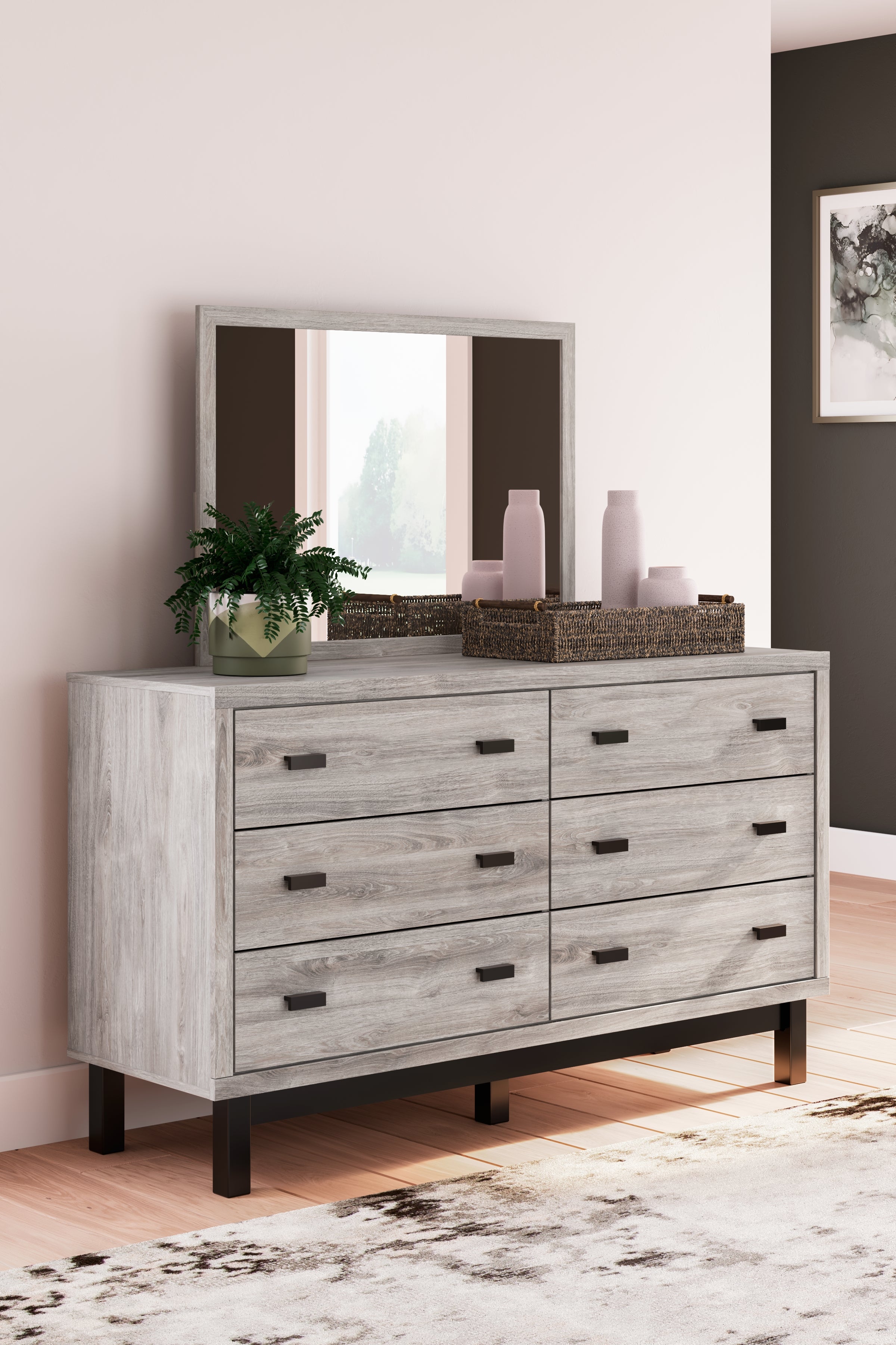 3 Brothers Decor - Ashley Furniture - Vessalli Bedroom - Dresser and Mirror / Gray - B1036B1