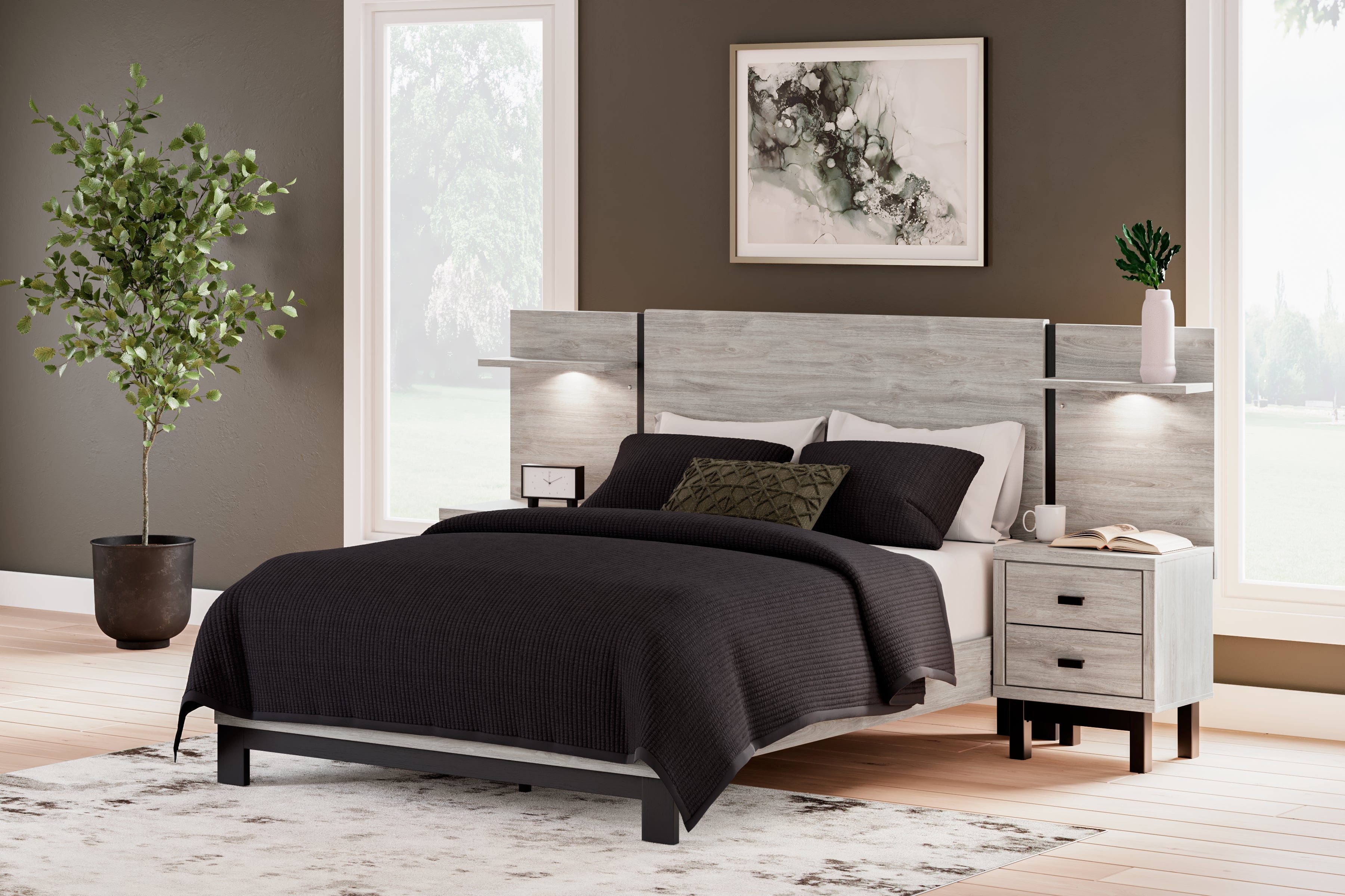 3 Brothers Decor - Ashley Furniture - Vessalli Bedroom - Queen Panel Bed with Extensions / Gray - B1036B5