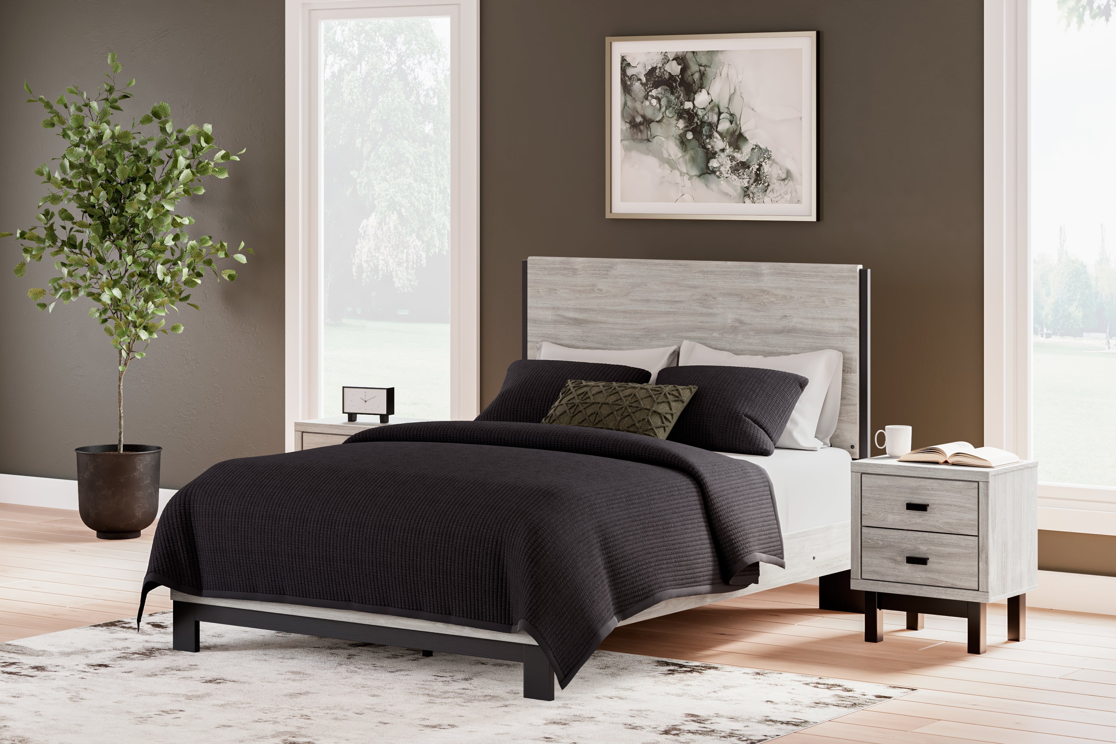 3 Brothers Decor - Ashley Furniture - Vessalli Bedroom - Queen Panel Bed / Gray - B1036B2