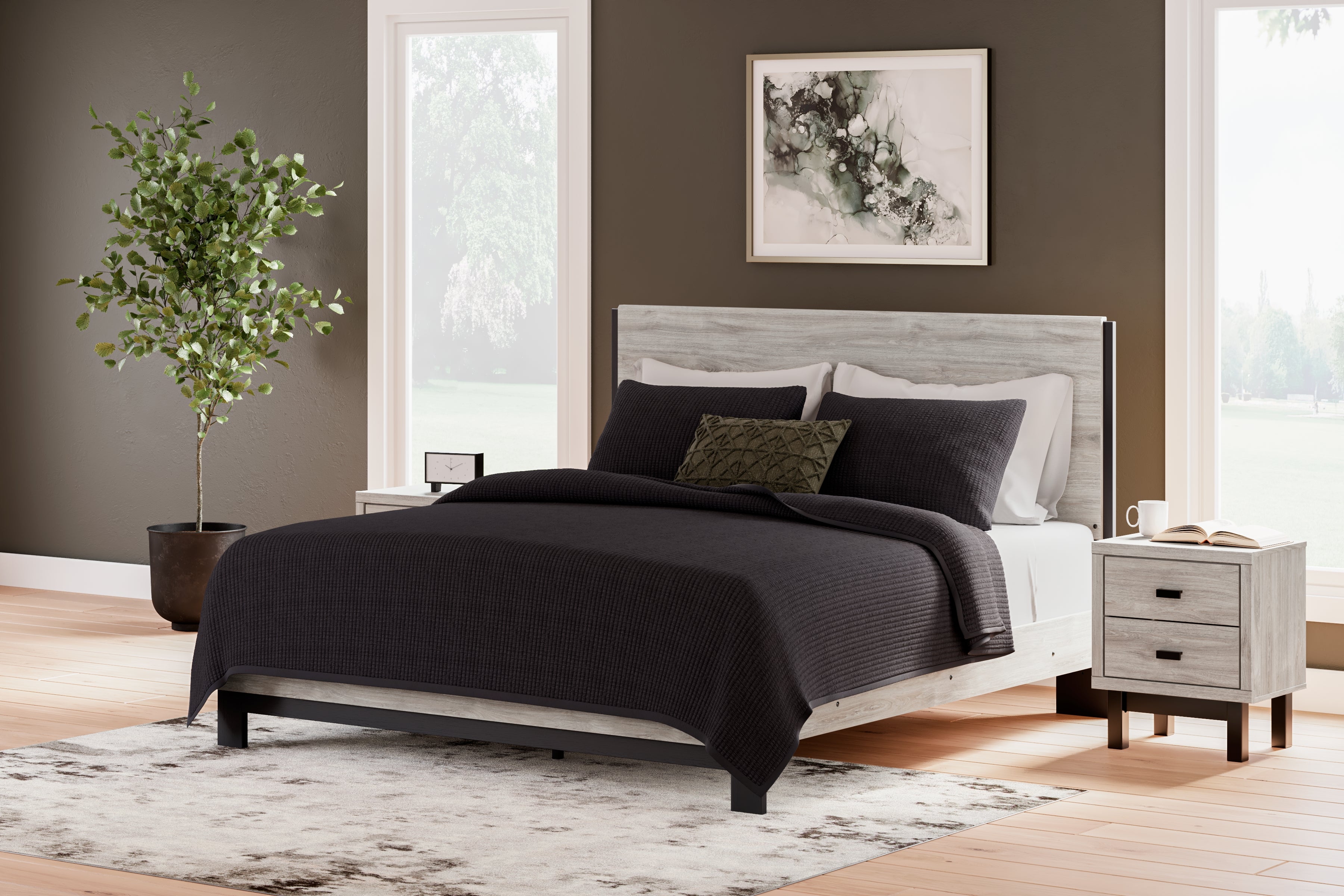 3 Brothers Decor - Ashley Furniture - Vessalli Bedroom - King Panel Bed / Gray - B1036B7