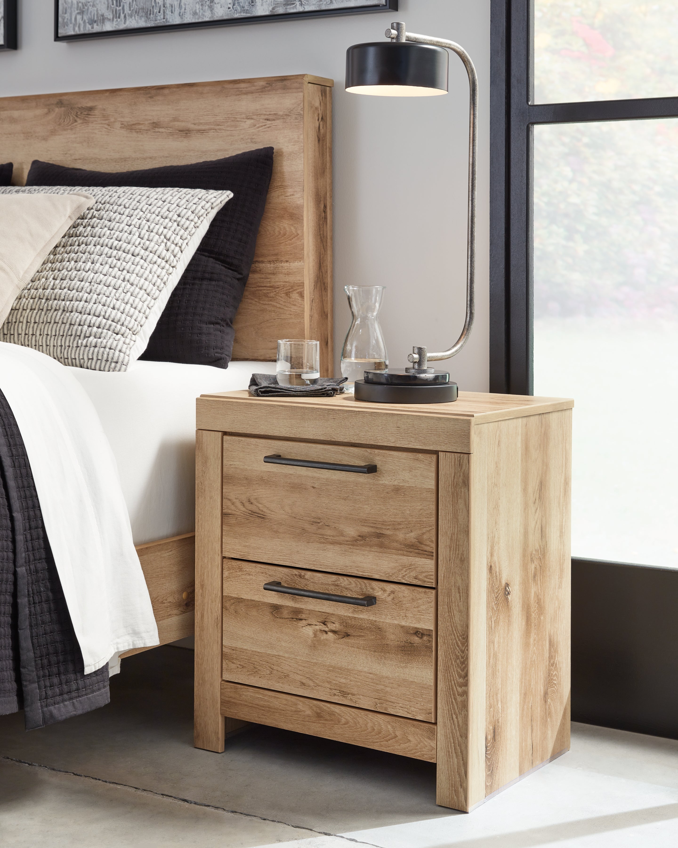 3 Brothers Decor - Ashley Furniture - Hyanna Bedroom - Two Drawer Night Stand / Tan Brown - B1050-92