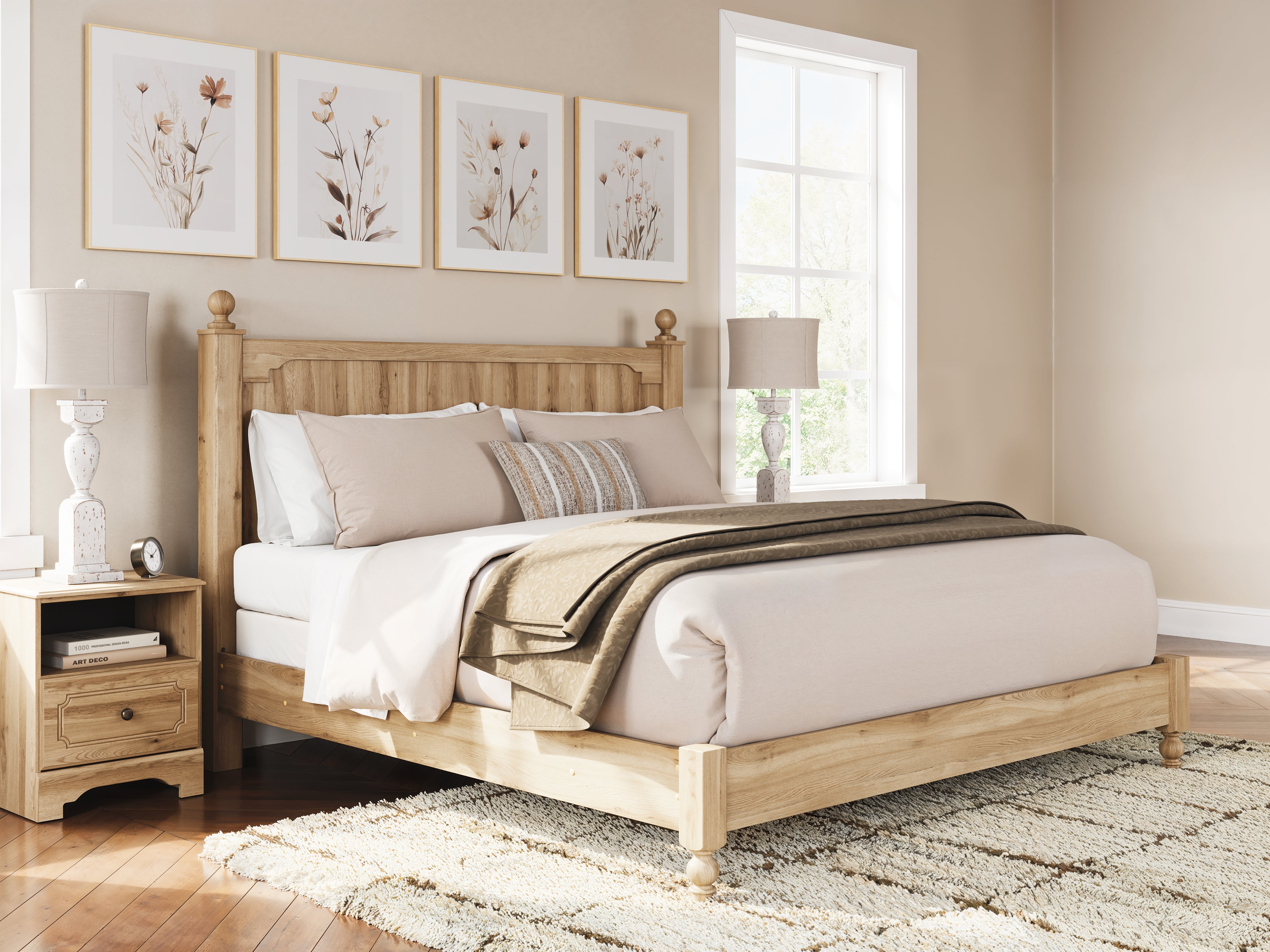 3 Brothers Decor - Ashley Furniture - Aleaport Bedroom - King Panel Bed / Warm Brown - PCB1075B8