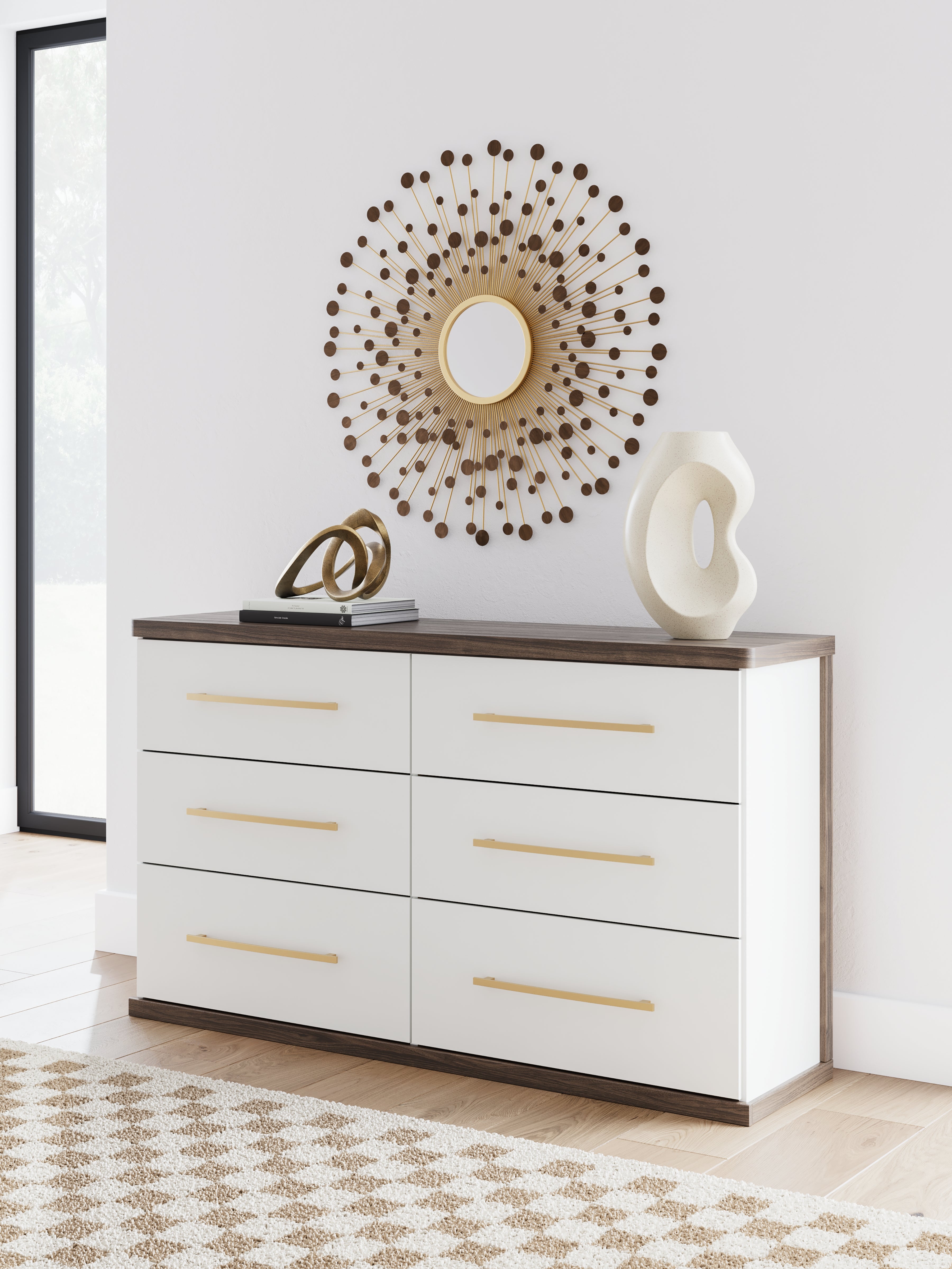 3 Brothers Decor - Ashley Furniture - Kendanport Bedroom - Six Drawer Dresser / Brown/White - PCB1108-31