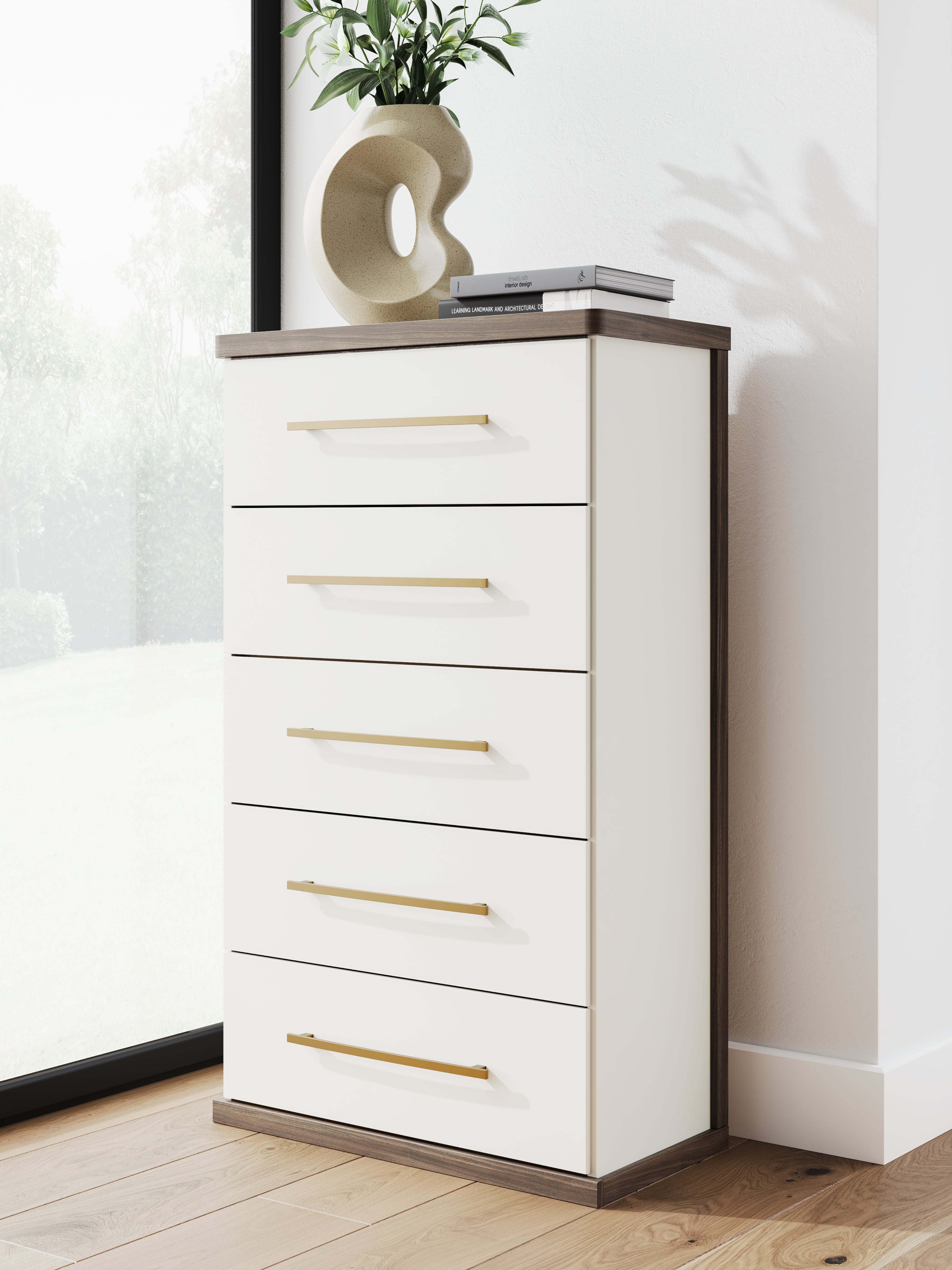 3 Brothers Decor - Ashley Furniture - Kendanport Bedroom - Five Drawer Chest / Brown/White - PCB1108-46