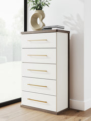 3 Brothers Decor - Ashley Furniture - Kendanport Bedroom - Five Drawer Chest / Brown/White - PCB1108-46