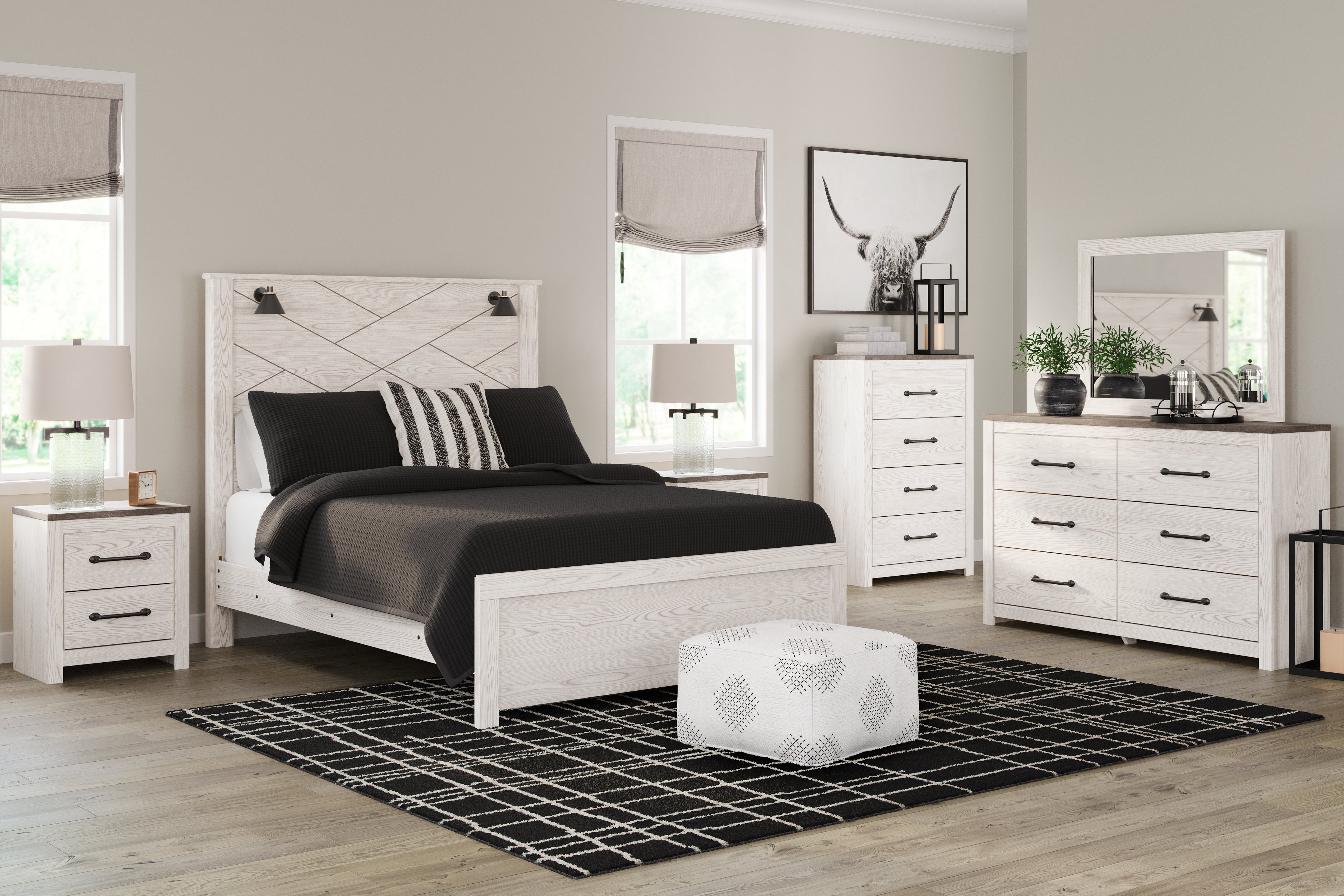 3 Brothers Decor - Ashley Furniture - Gerridan Bedroom - Dresser and Mirror / White/Gray - B1190B1