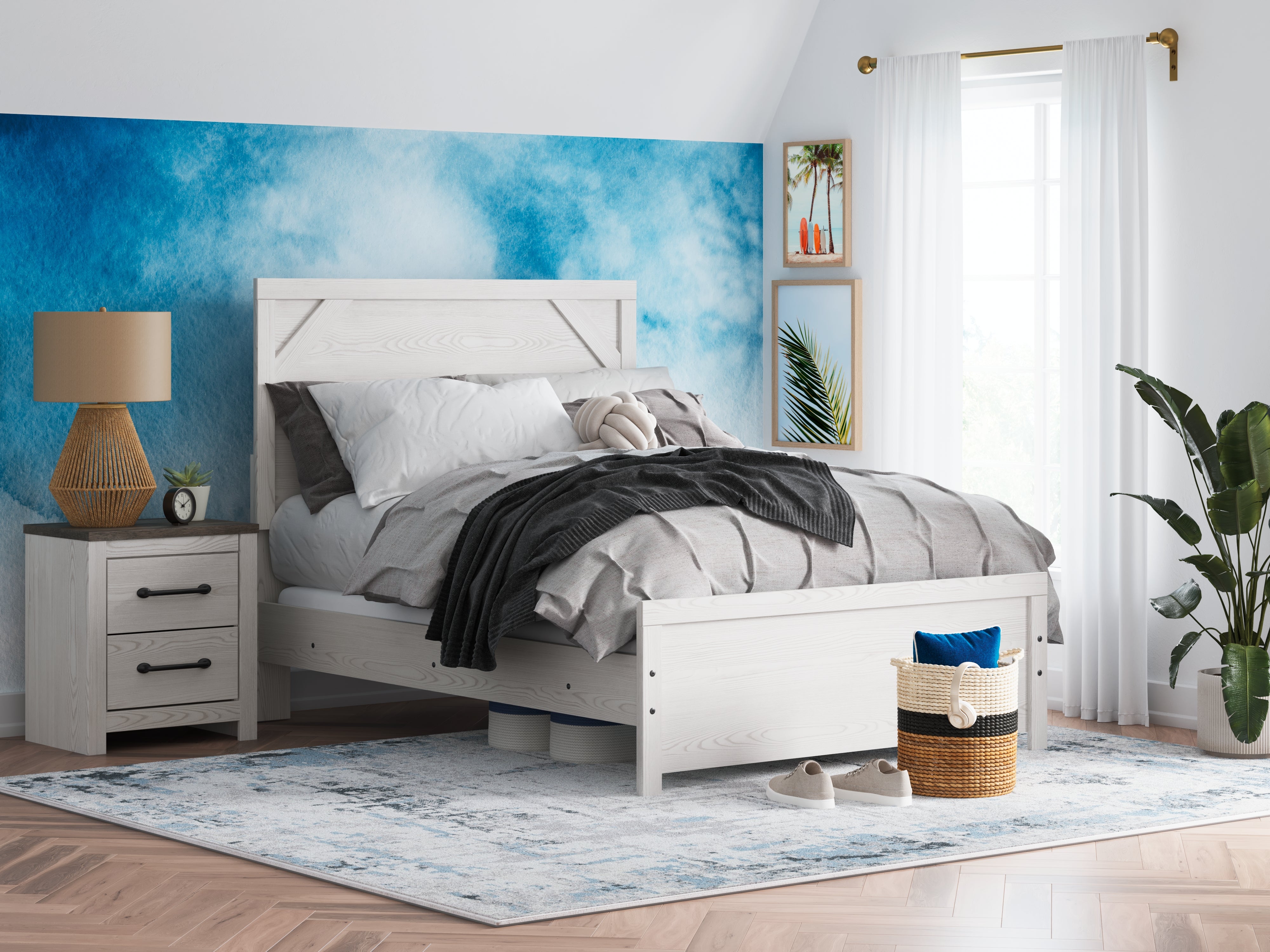 3 Brothers Decor - Ashley Furniture - Gerridan Bedroom - Full Panel Bed / White/Gray - B1190B4