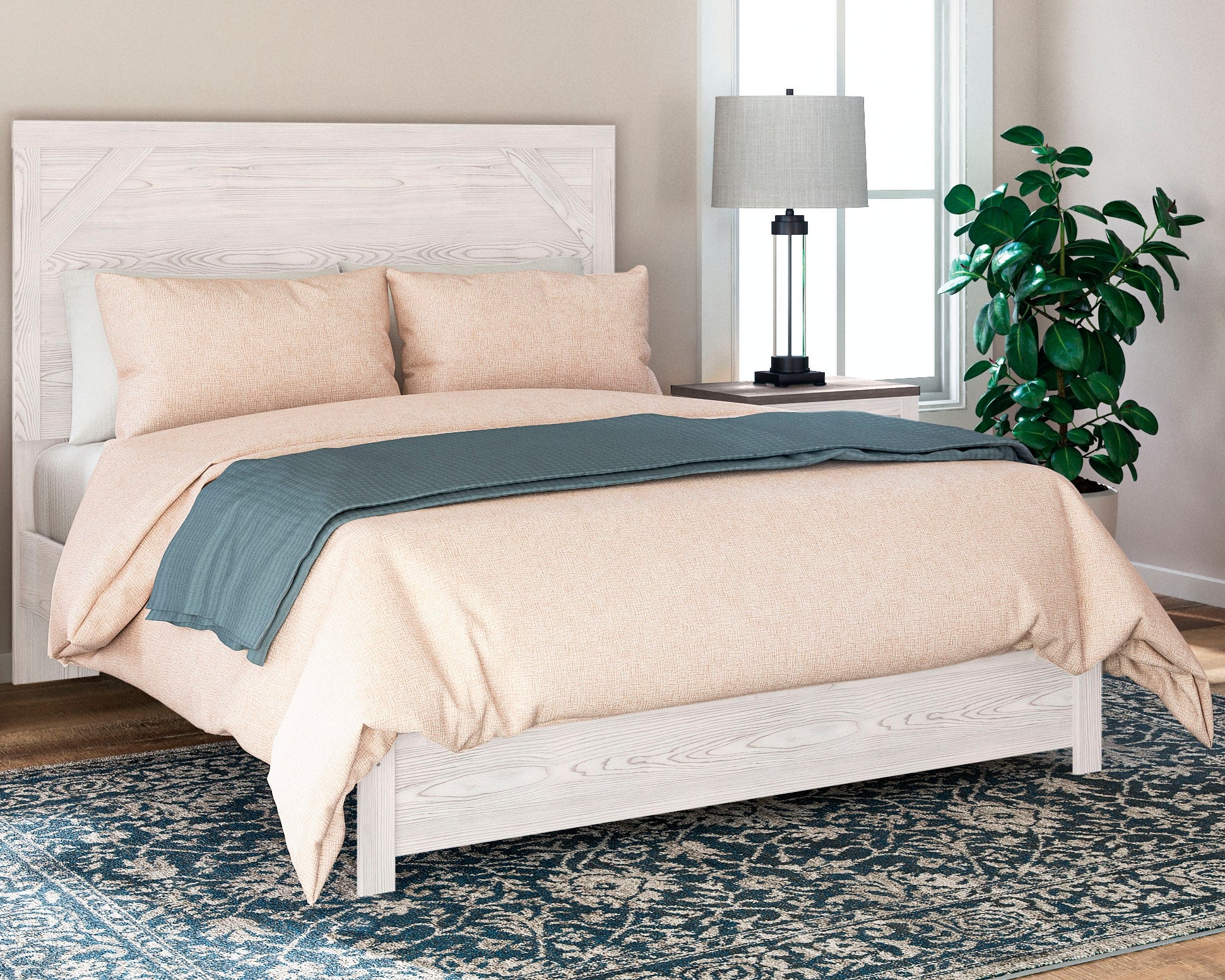 3 Brothers Decor - Ashley Furniture - Gerridan Bedroom - King Panel Bed / White/Gray - B1190B3