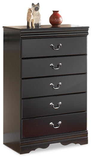 3 Brothers Decor - Ashley Furniture - Huey Vineyard Bedroom - Five Drawer Chest / Black - B128-46