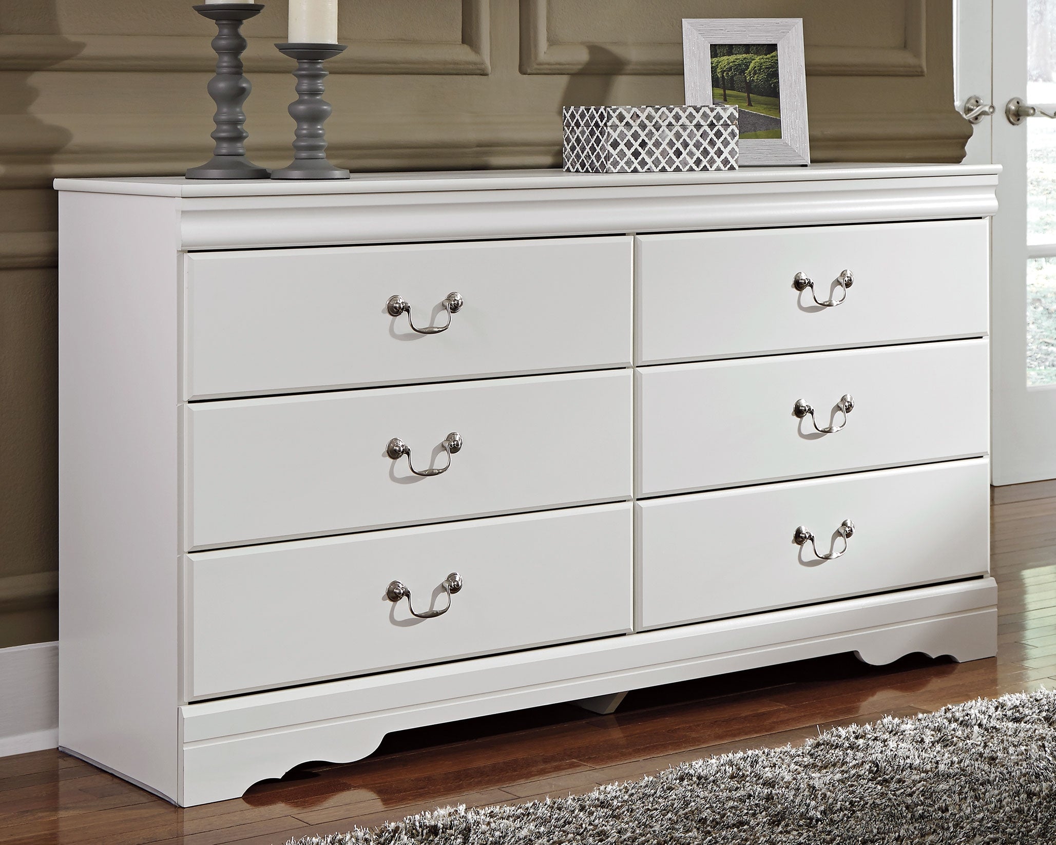 3 Brothers Decor - Ashley Furniture - Anarasia Bedroom - Six Drawer Dresser / White - B129-31