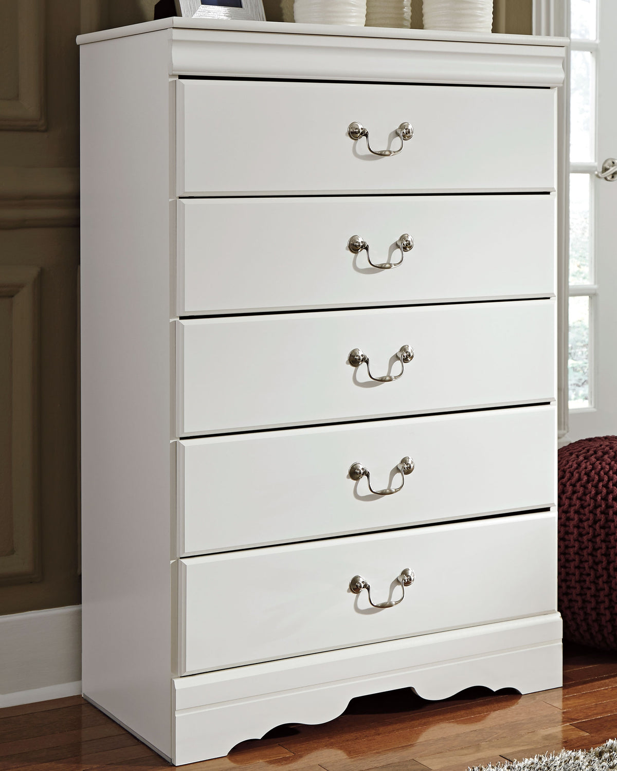 3 Brothers Decor - Ashley Furniture - Anarasia Bedroom - Five Drawer Chest / White - B129-46
