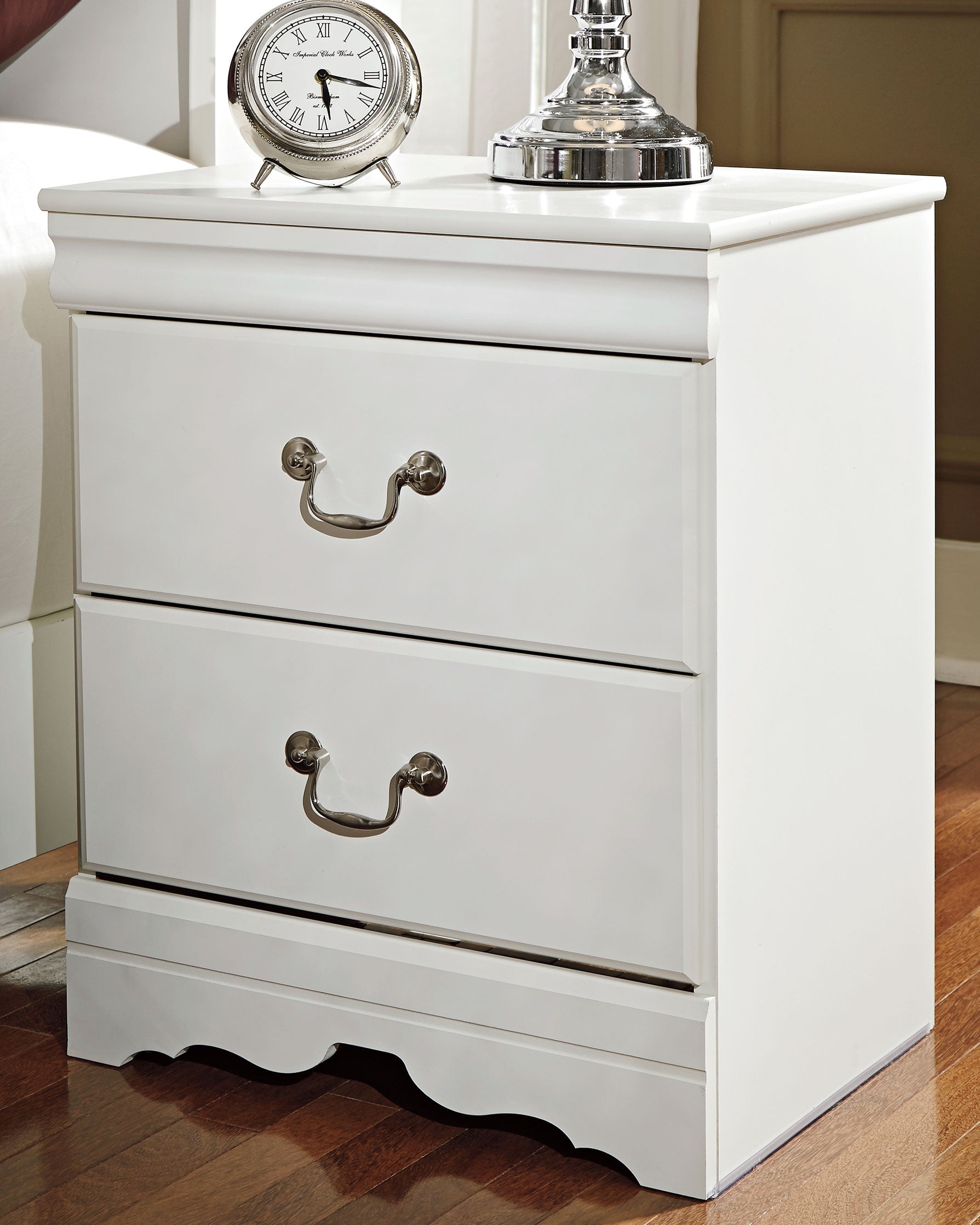 3 Brothers Decor - Ashley Furniture - Anarasia Bedroom - Two Drawer Night Stand / White - B129-92