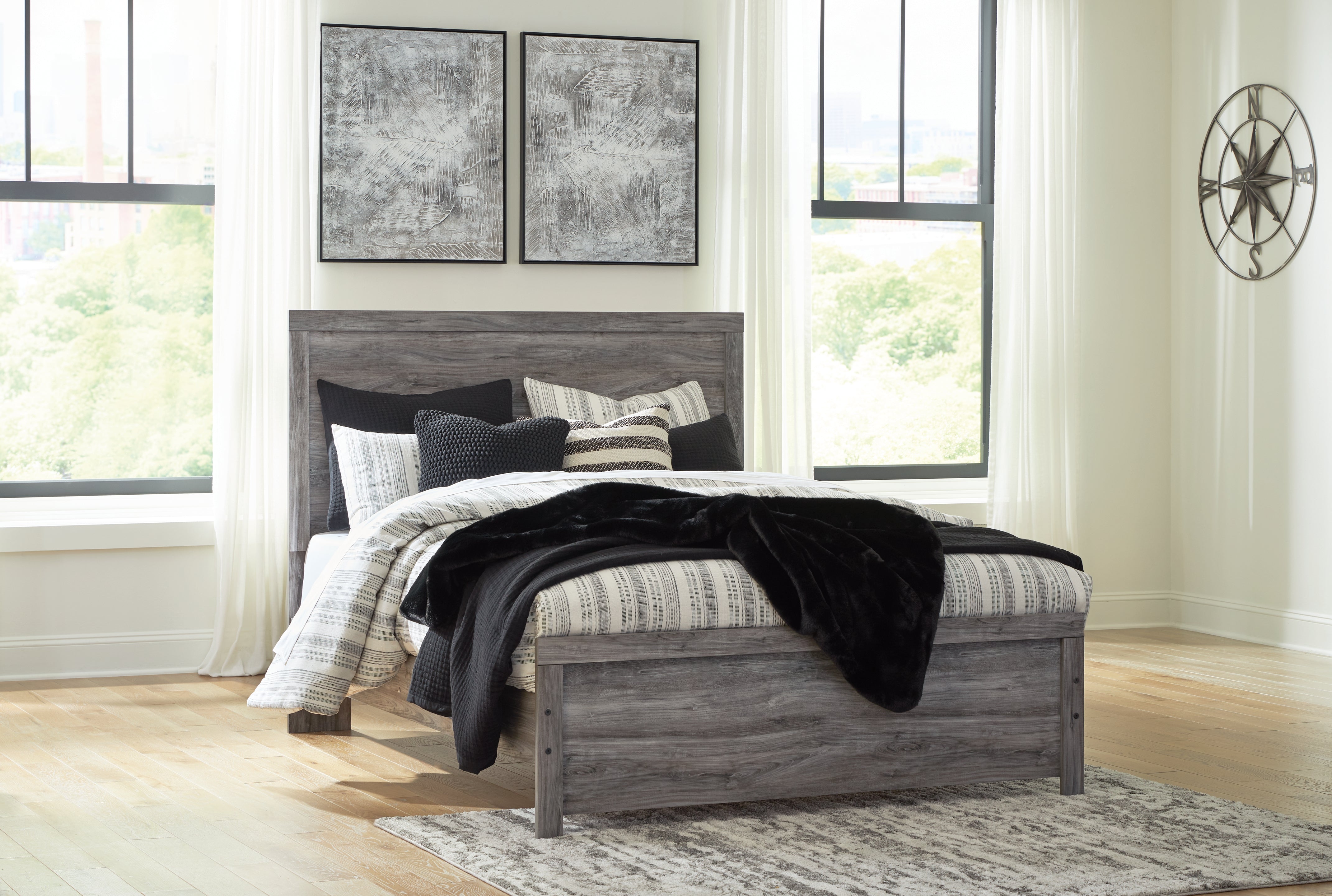 3 Brothers Decor - Ashley Furniture - Bronyan Bedroom - Queen Panel Bed / Dark Gray - B1290B2