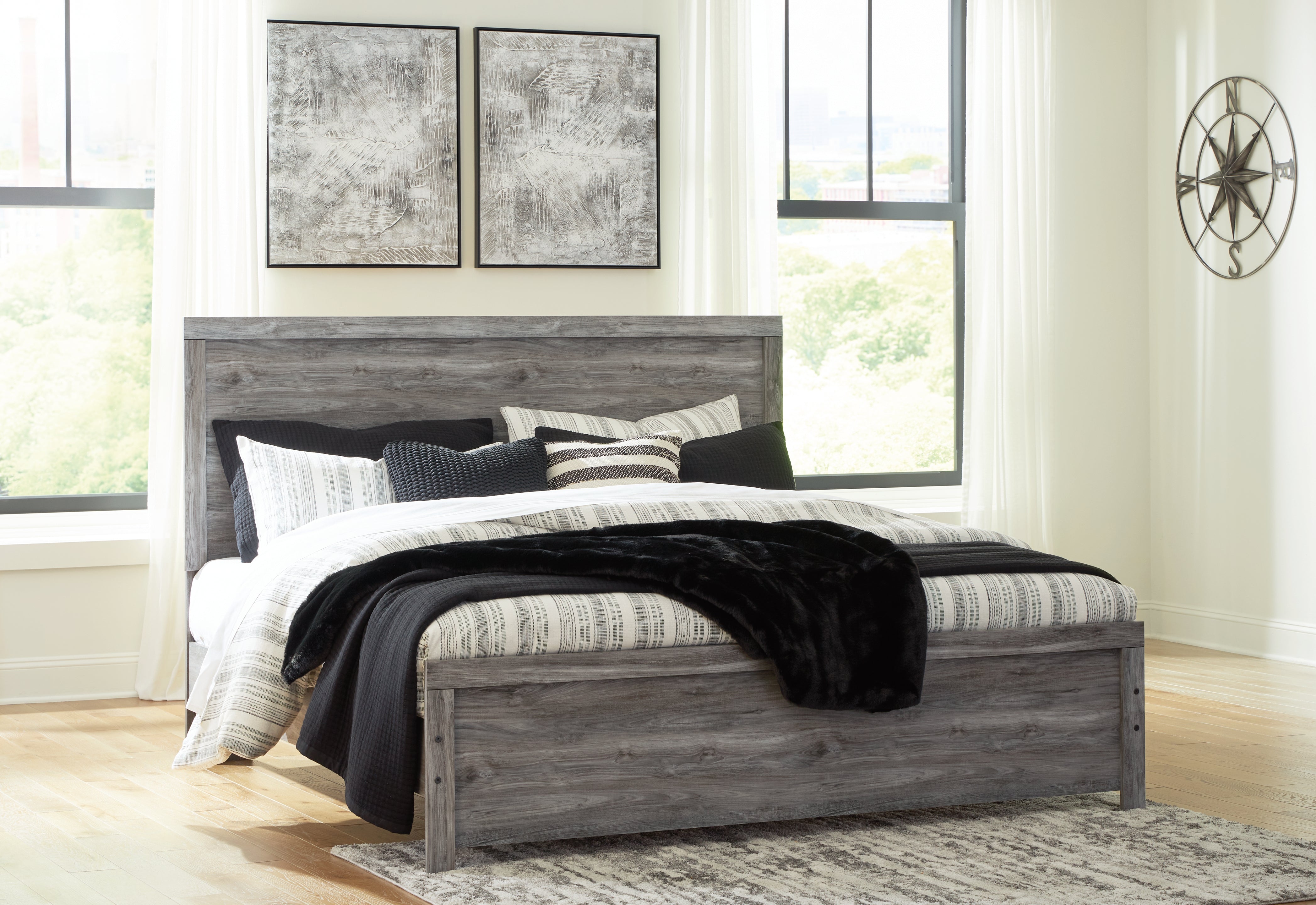3 Brothers Decor - Ashley Furniture - Bronyan Bedroom - King Panel Bed / Dark Gray - B1290B4