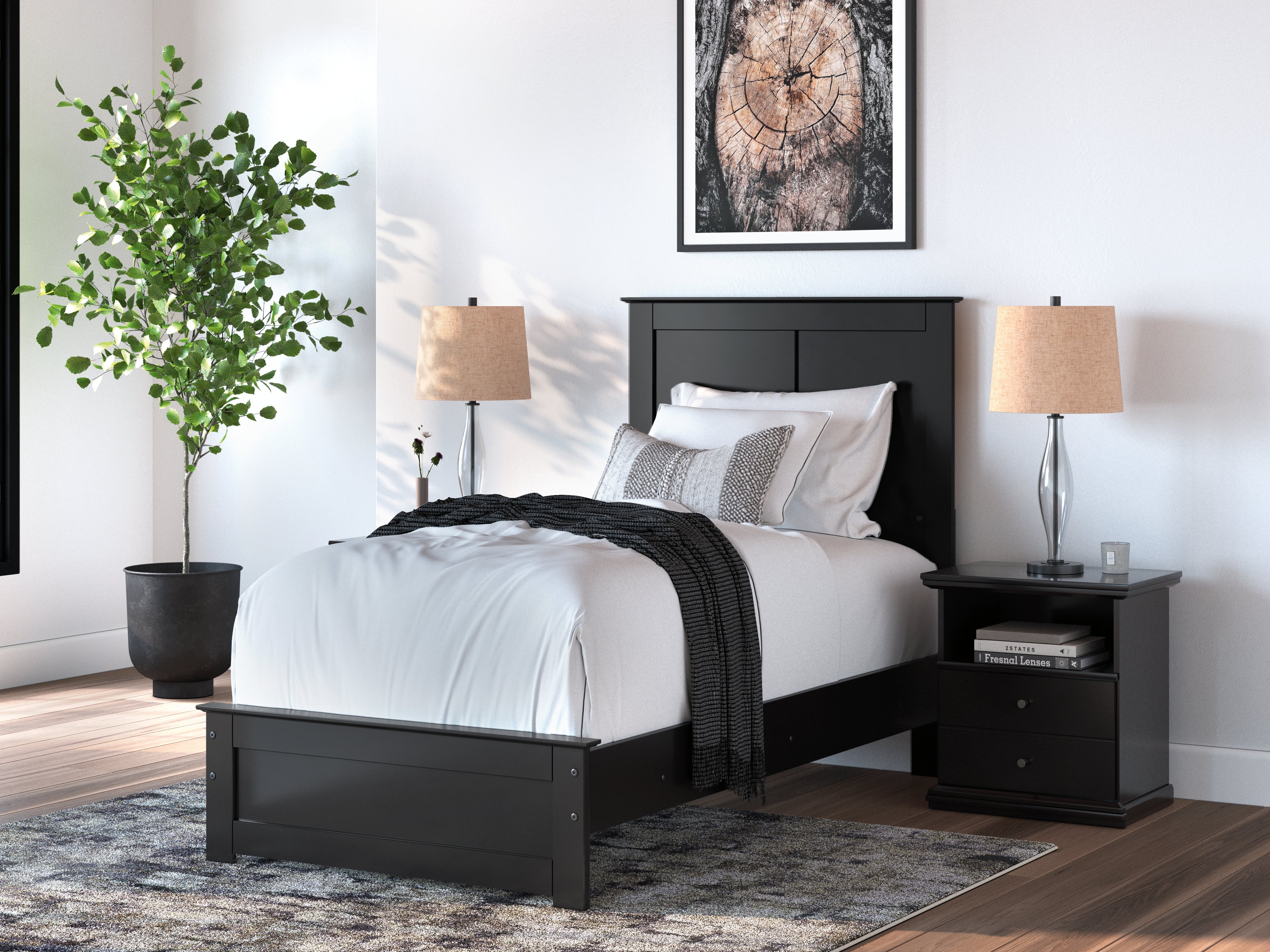 3 Brothers Decor - Ashley Furniture - Maribel Bedroom - Twin Panel Bed / Black - B138B51