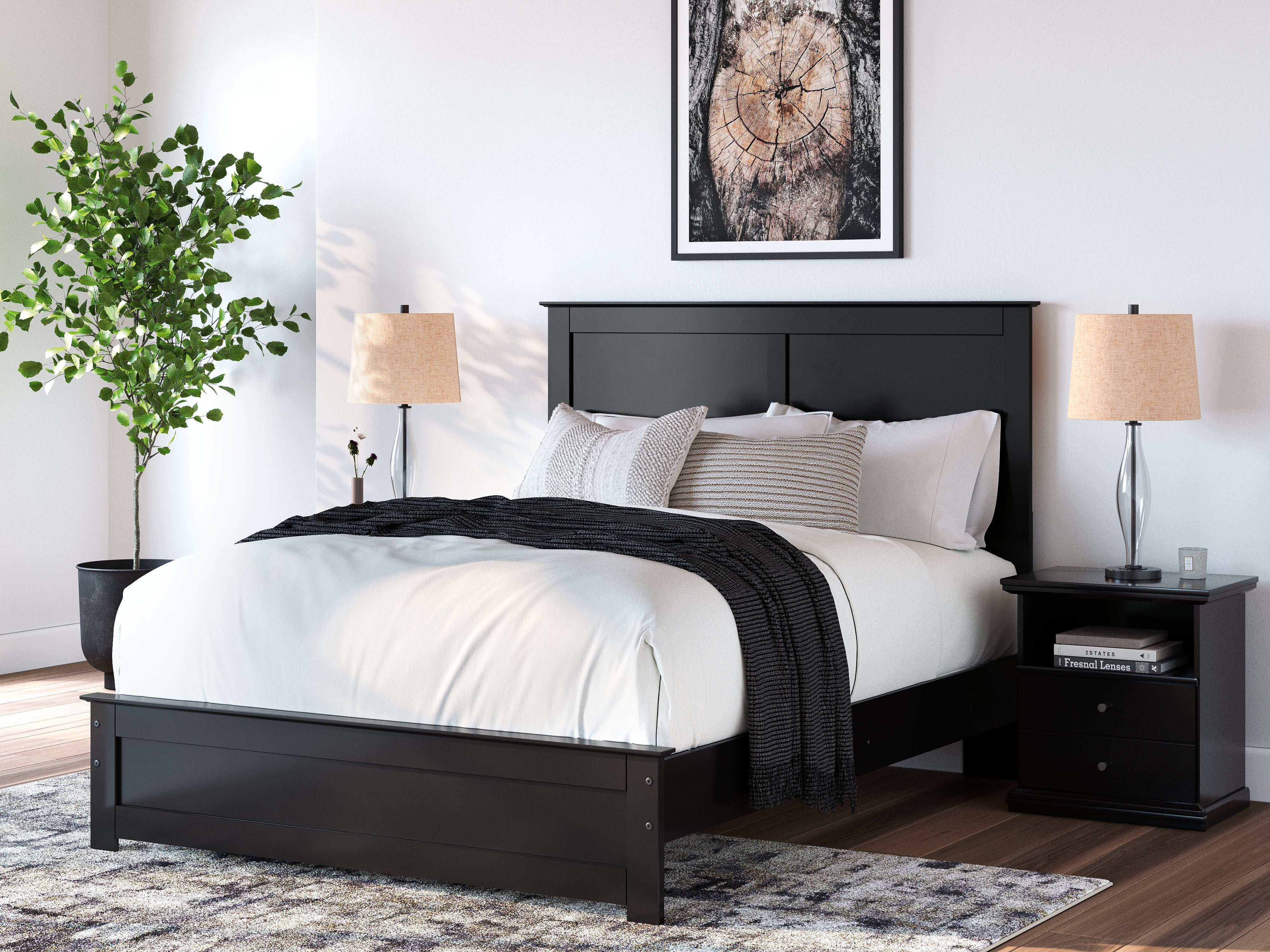 3 Brothers Decor - Ashley Furniture - Maribel Bedroom - Queen Panel Bed / Black - B138B53