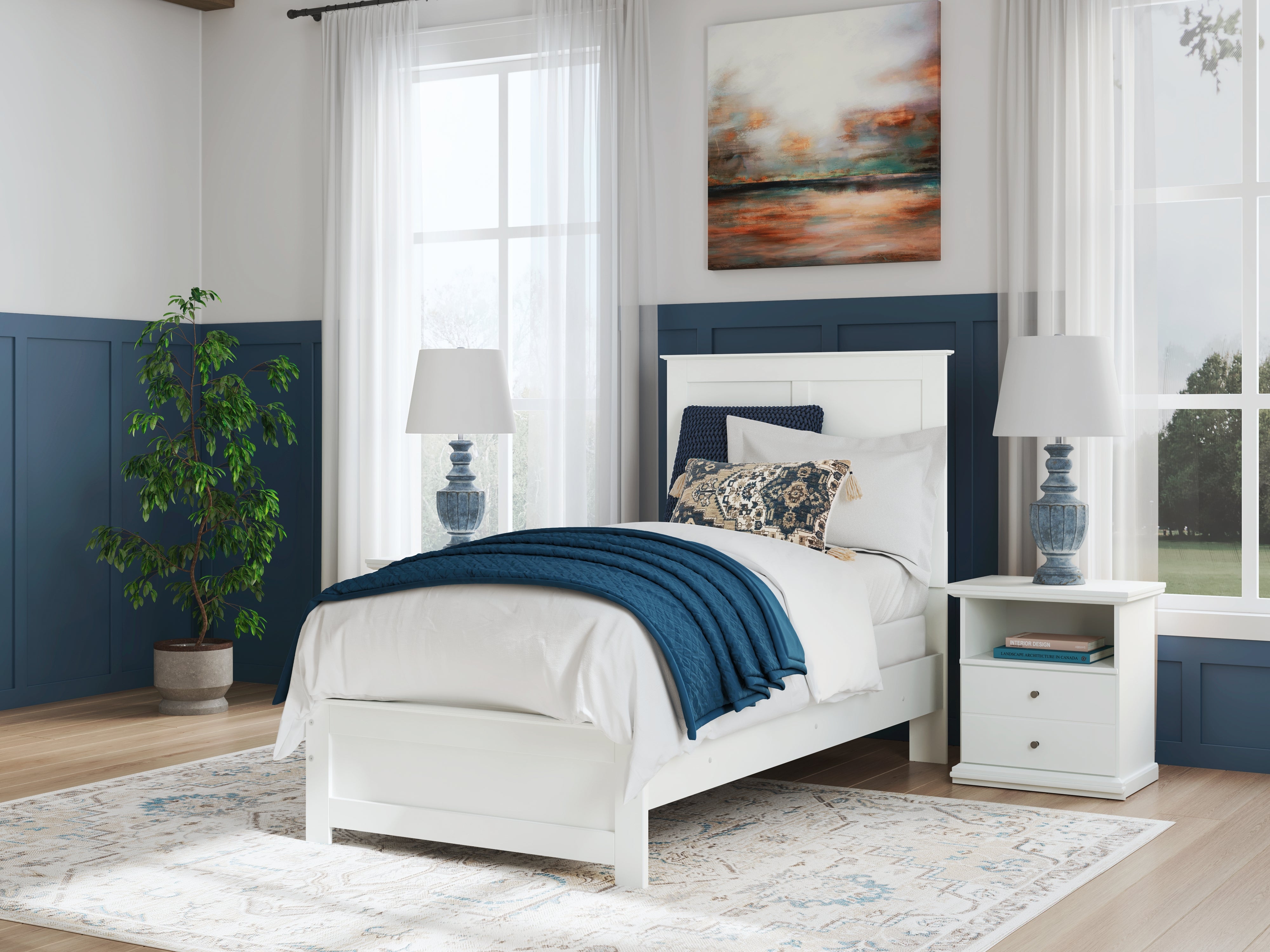 3 Brothers Decor - Ashley Furniture - Bostwick Shoals Bedroom - Twin Panel Bed / White - B139B41