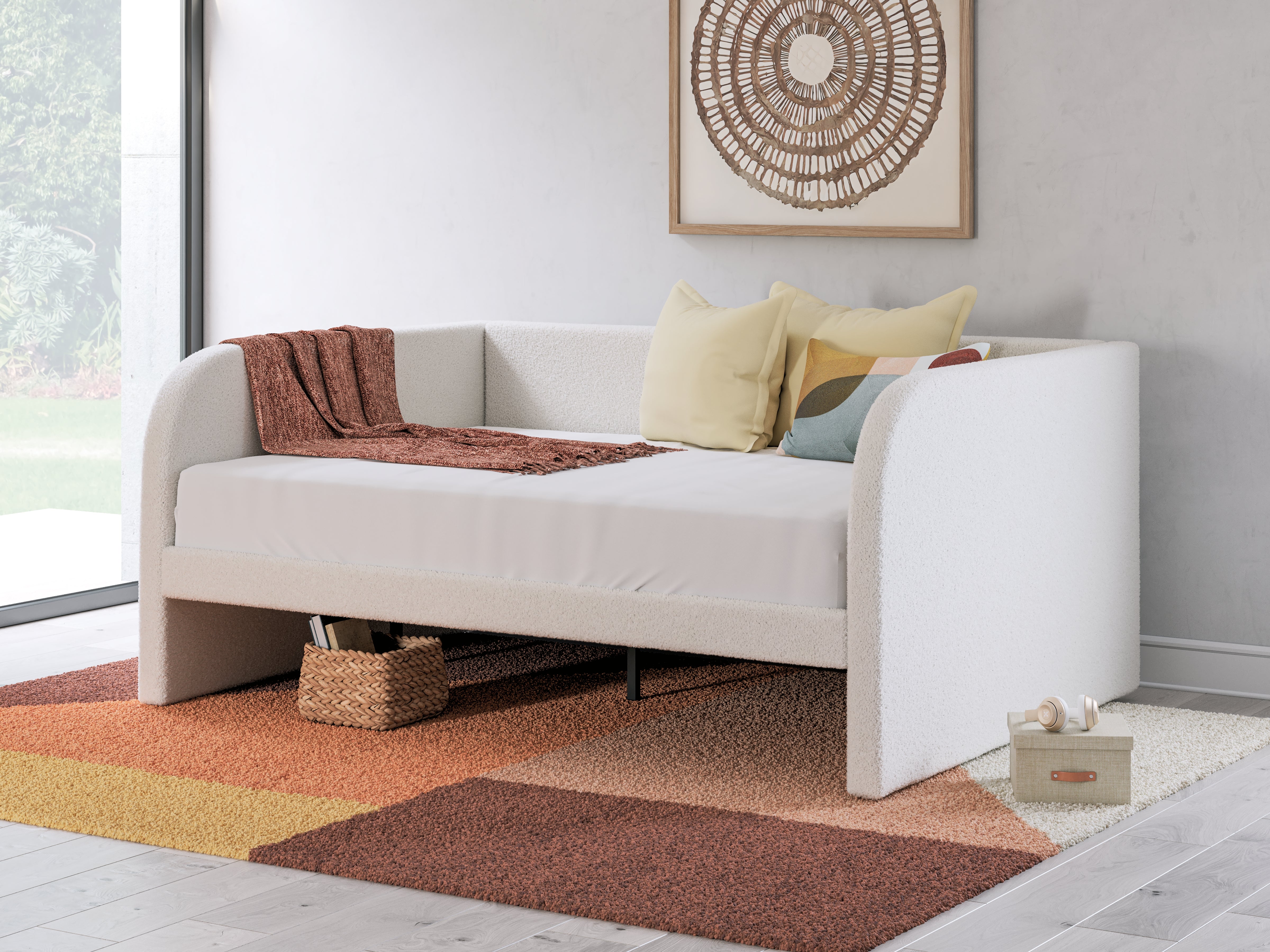 3 Brothers Decor - Ashley Furniture - Arloster Bedroom - Full Upholstered Day Bed / Tan/White - PCB1566B10