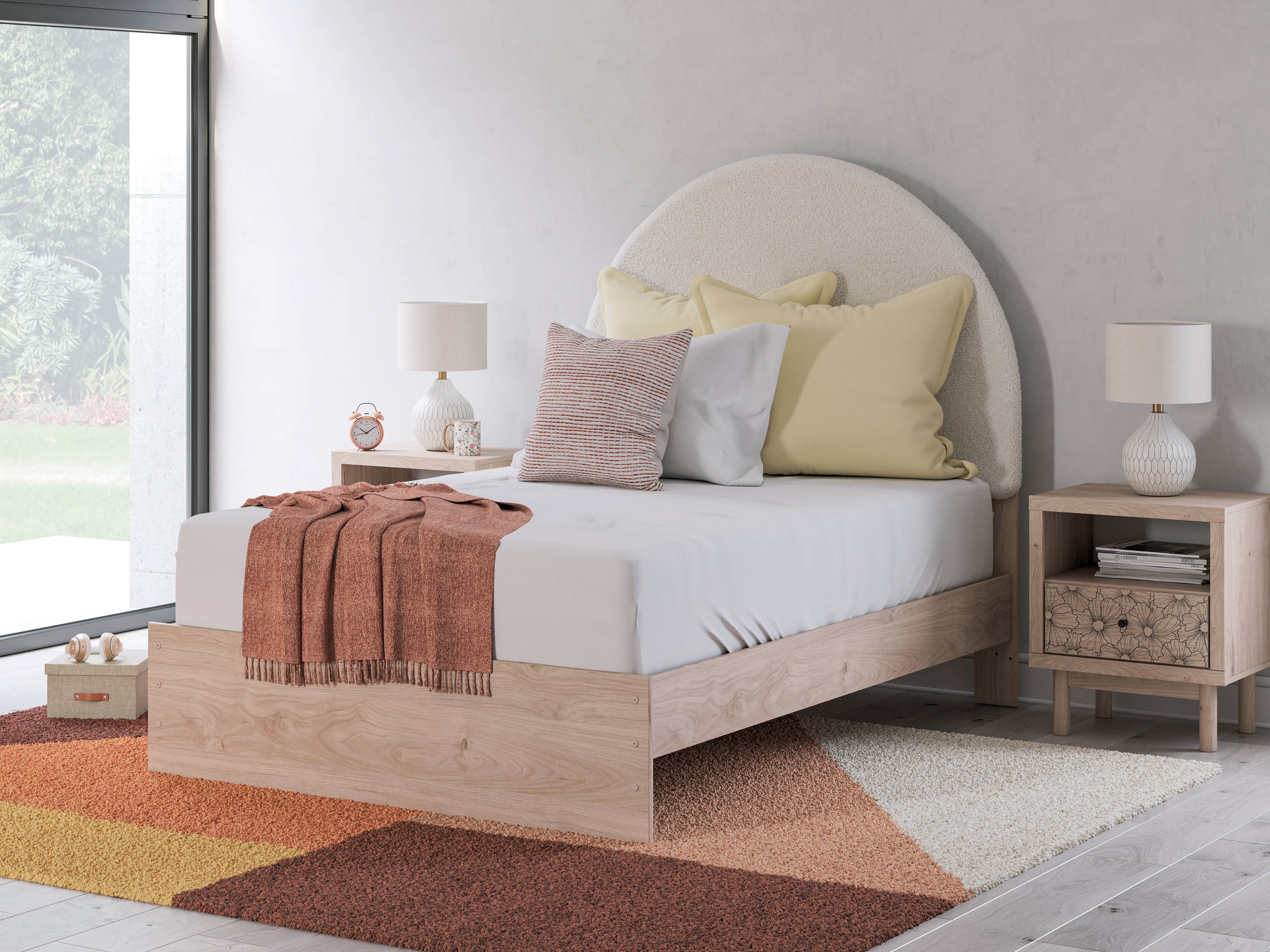 3 Brothers Decor - Ashley Furniture - Arloster Bedroom - Full Upholstered Panel Bed / Tan/White - PCB1566B3