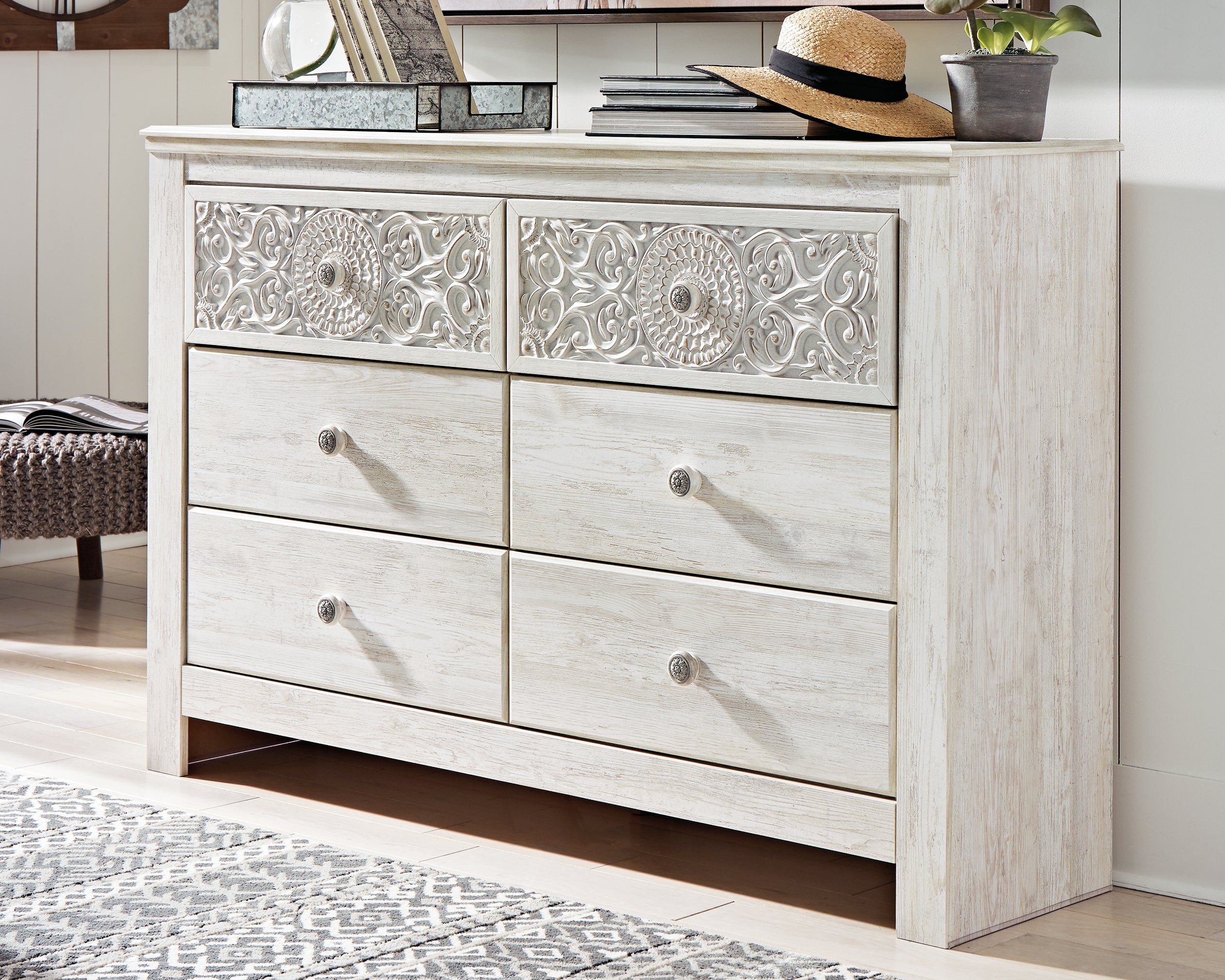 3 Brothers Decor - Ashley Furniture - Paxberry Bedroom - Six Drawer Dresser / Whitewash - B181-31