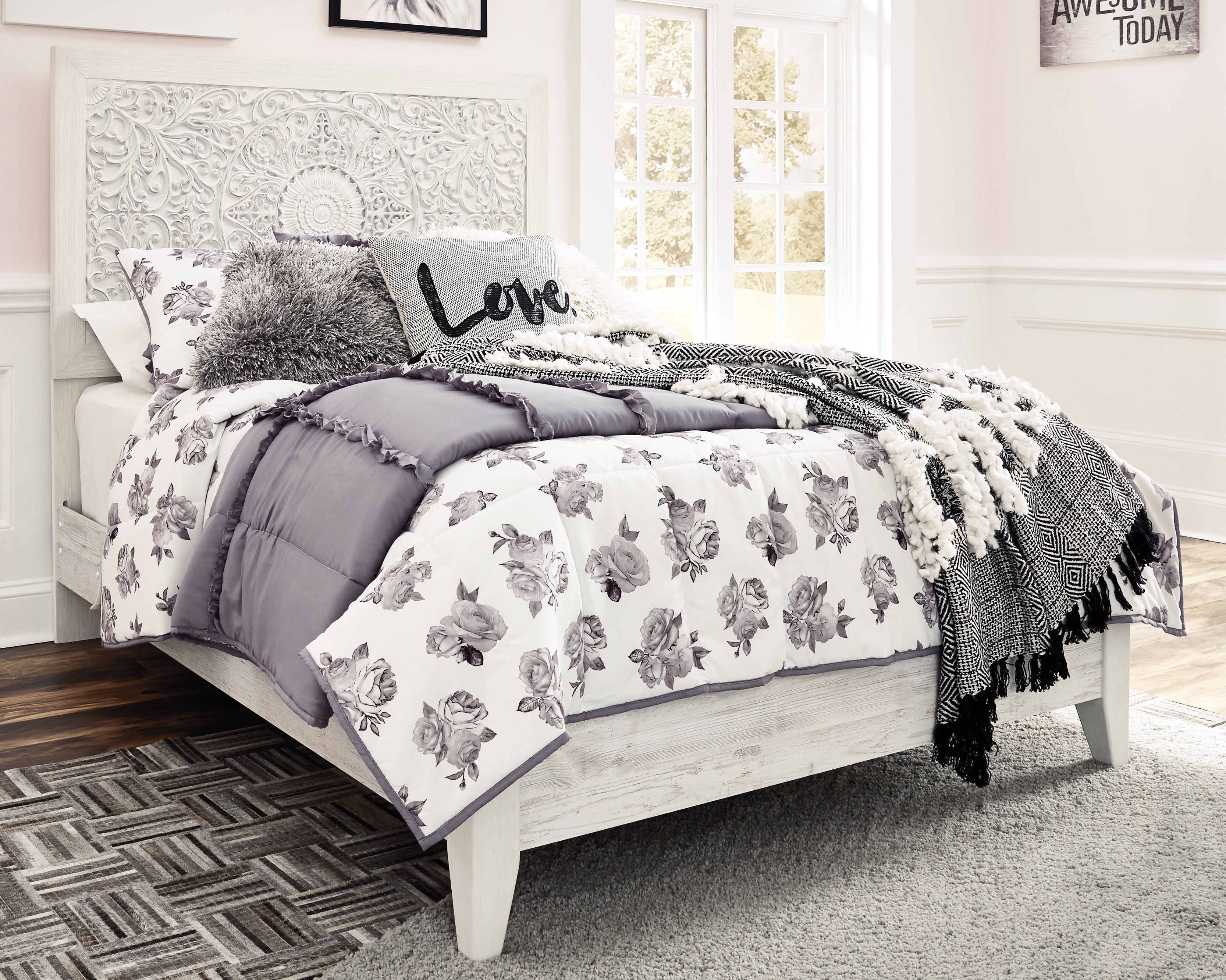 3 Brothers Decor - Ashley Furniture - Paxberry Bedroom - Full Panel Bed / Whitewash - B181B2