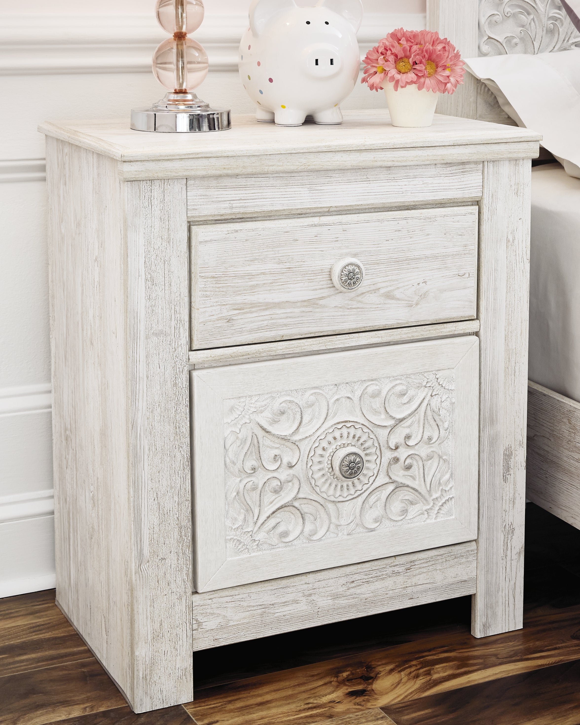 3 Brothers Decor - Ashley Furniture - Paxberry Bedroom - Two Drawer Night Stand / Whitewash - B181-92