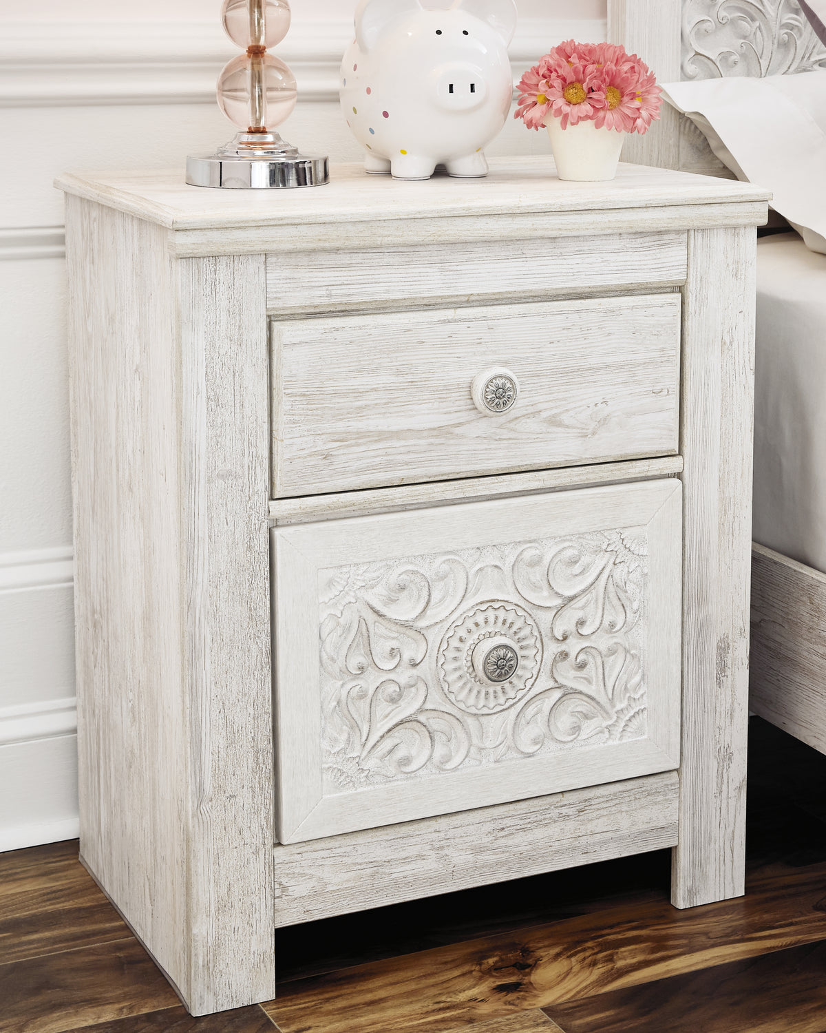 3 Brothers Decor - Ashley Furniture - Paxberry Bedroom - Two Drawer Night Stand / Whitewash - B181-92