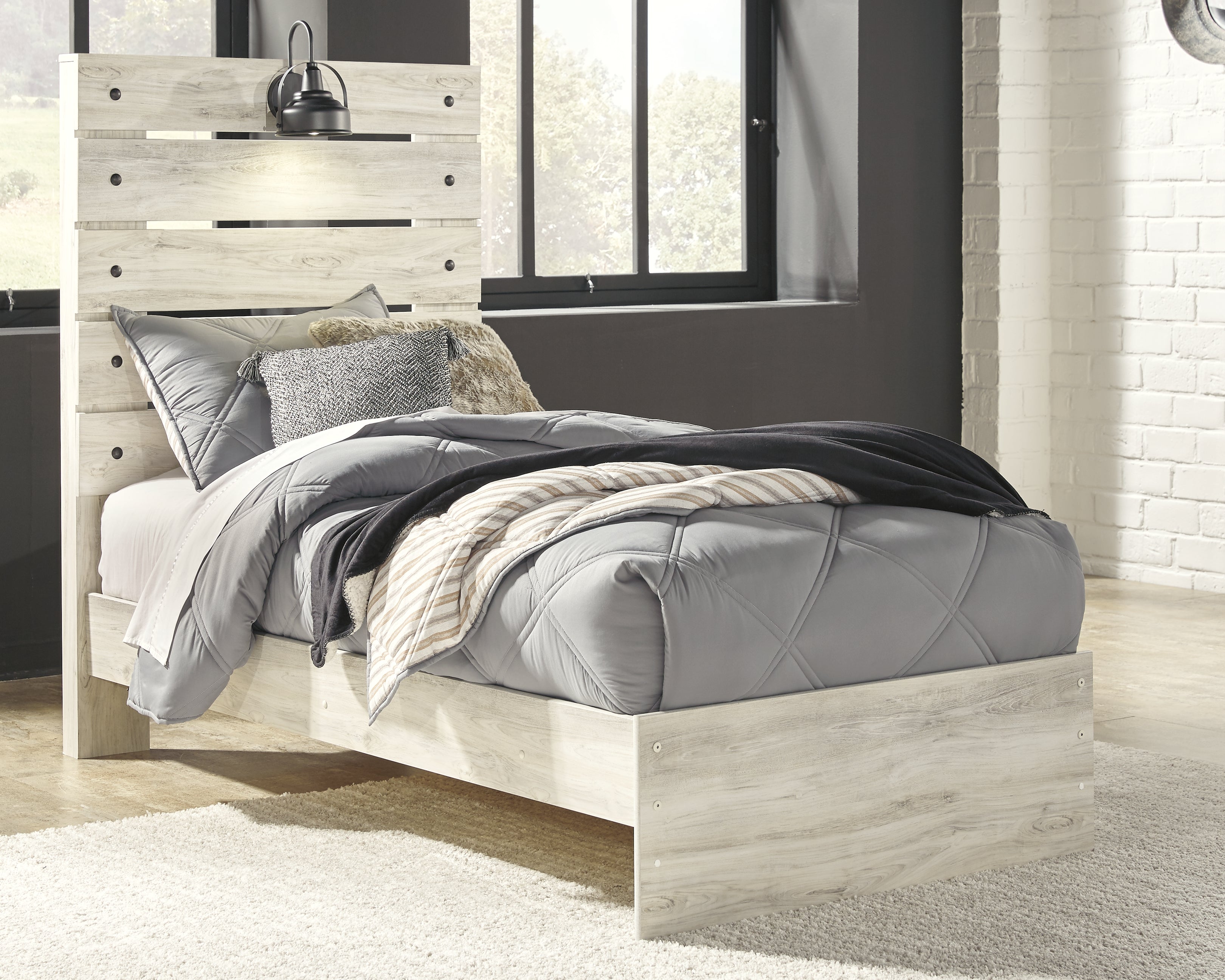 3 Brothers Decor - Ashley Furniture - Cambeck Bedroom - Twin Panel Bed / Whitewash - B192B2