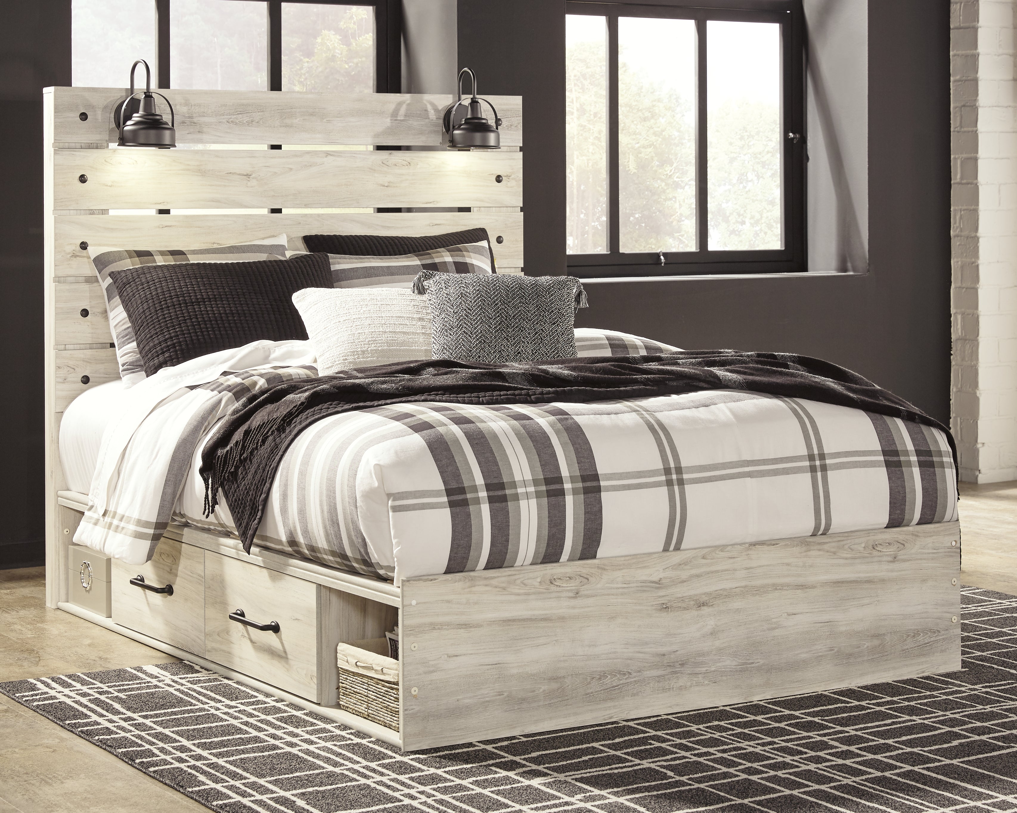 3 Brothers Decor - Ashley Furniture - Cambeck Bedroom - Queen Panel Bed with 4 Storage Drawers / Whitewash - B192B24