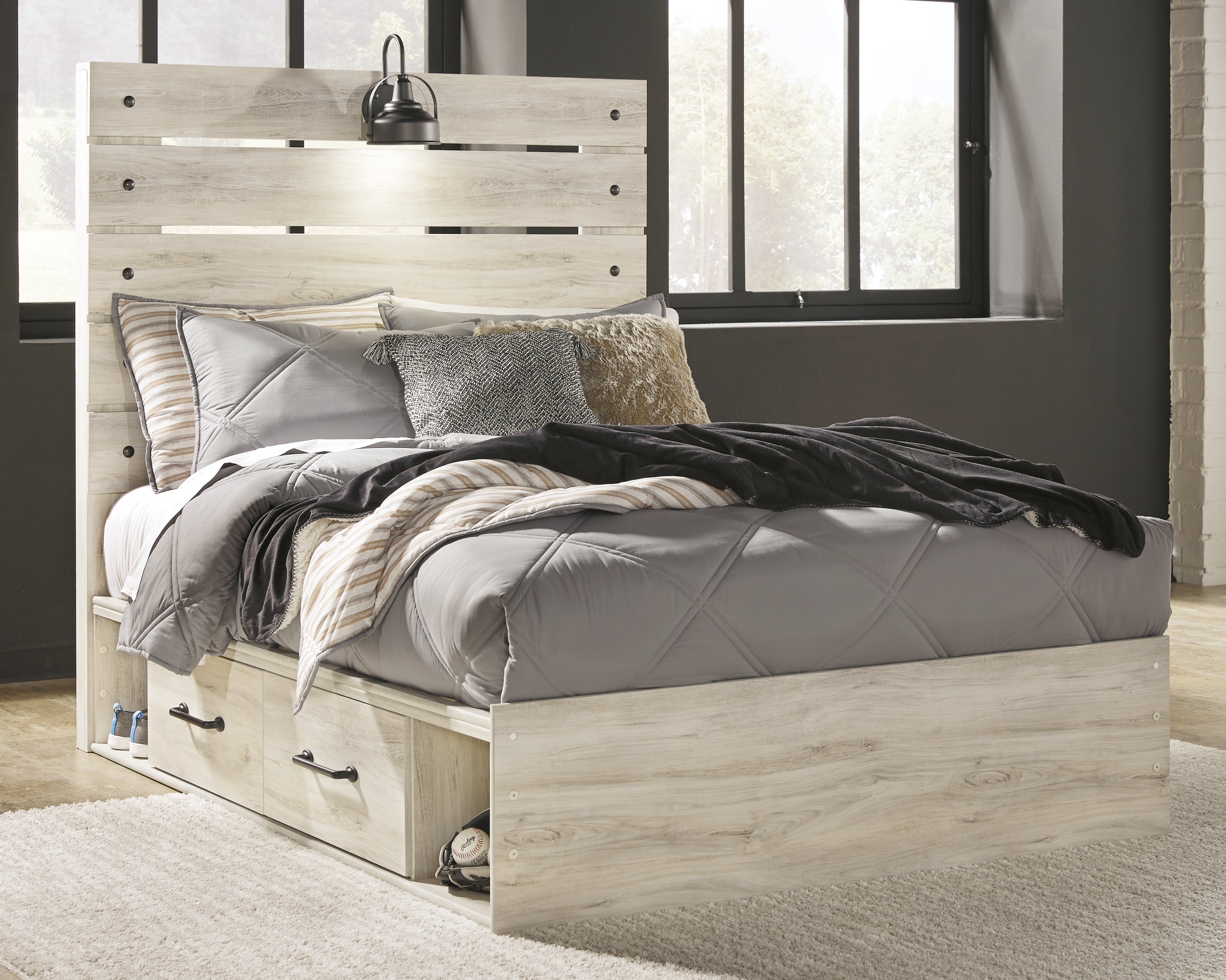 3 Brothers Decor - Ashley Furniture - Cambeck Bedroom - Full Panel Bed with 4 Storage Drawers / Whitewash - B192B34