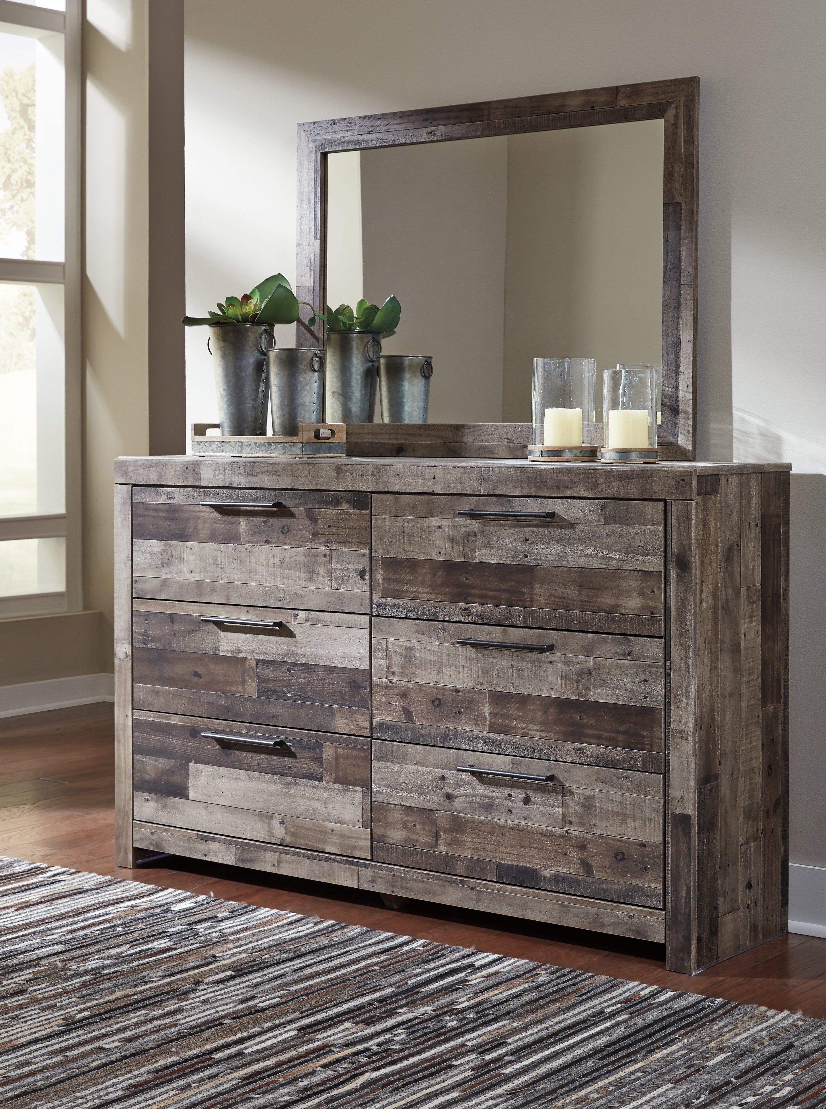 3 Brothers Decor - Ashley Furniture - Derekson Bedroom - Dresser and Mirror / Multi Gray - B200B1
