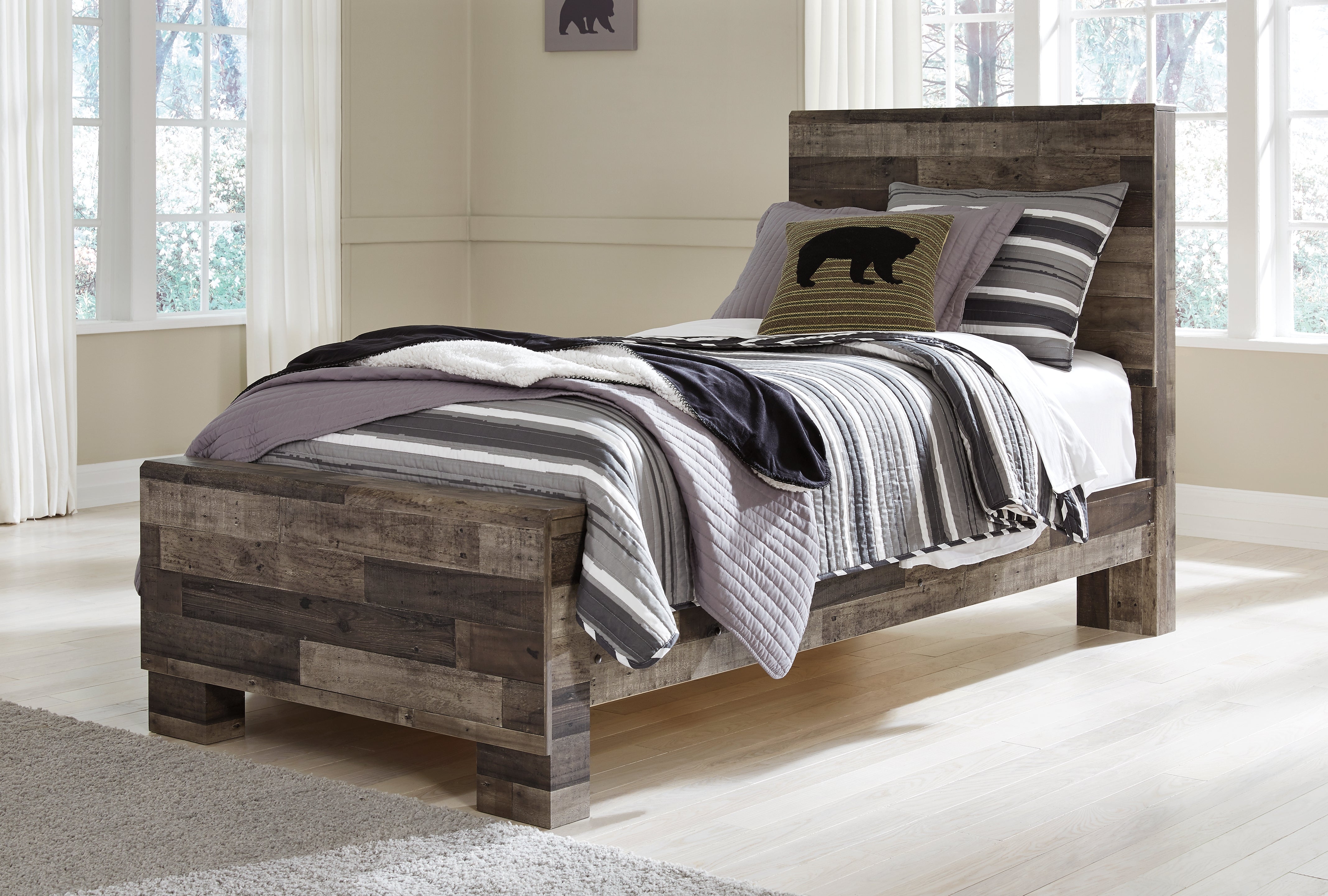 3 Brothers Decor - Ashley Furniture - Derekson Bedroom - Twin Panel Bed / Multi Gray - B200B2