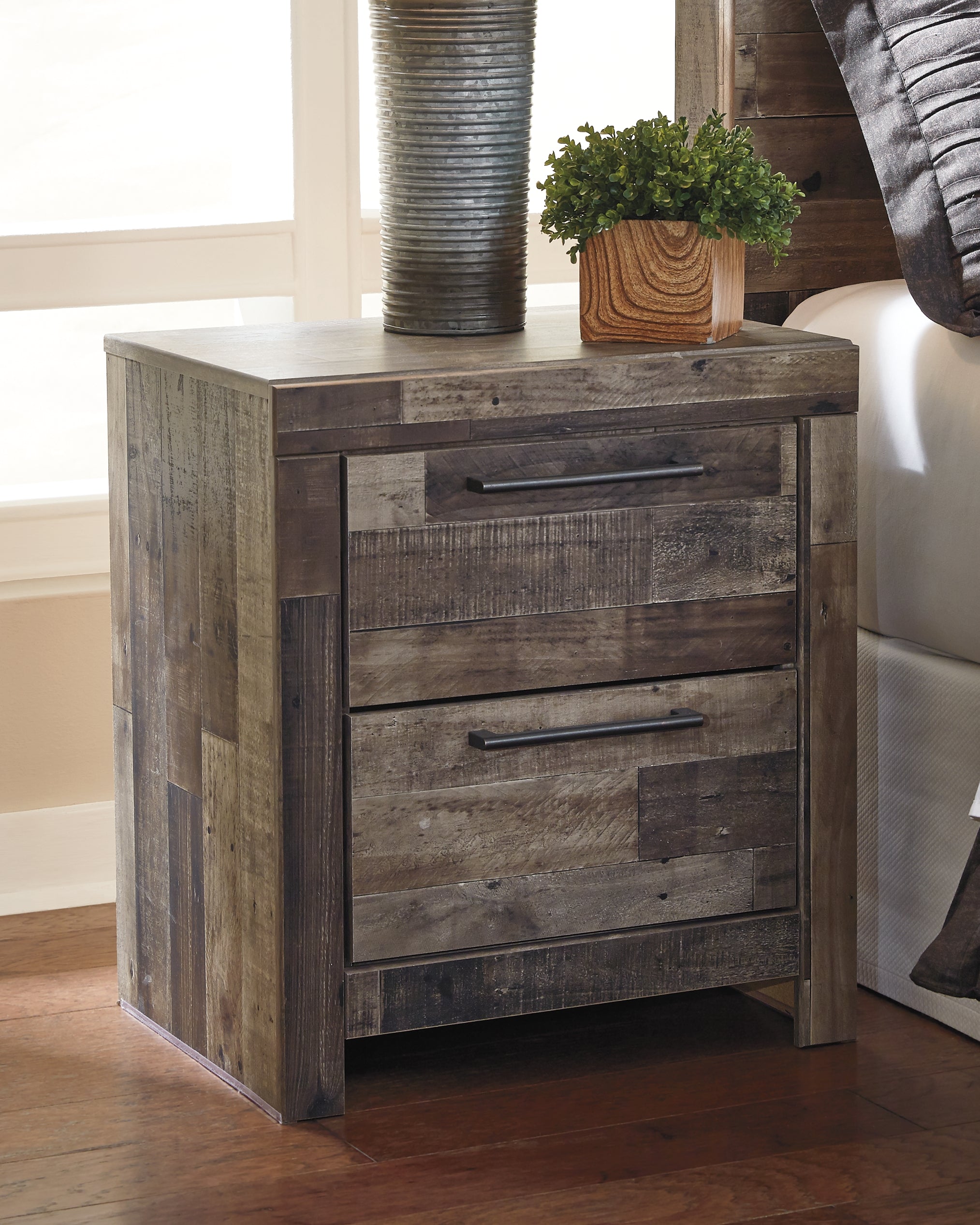 3 Brothers Decor - Ashley Furniture - Derekson Bedroom - Two Drawer Night Stand / Multi Gray - B200-92