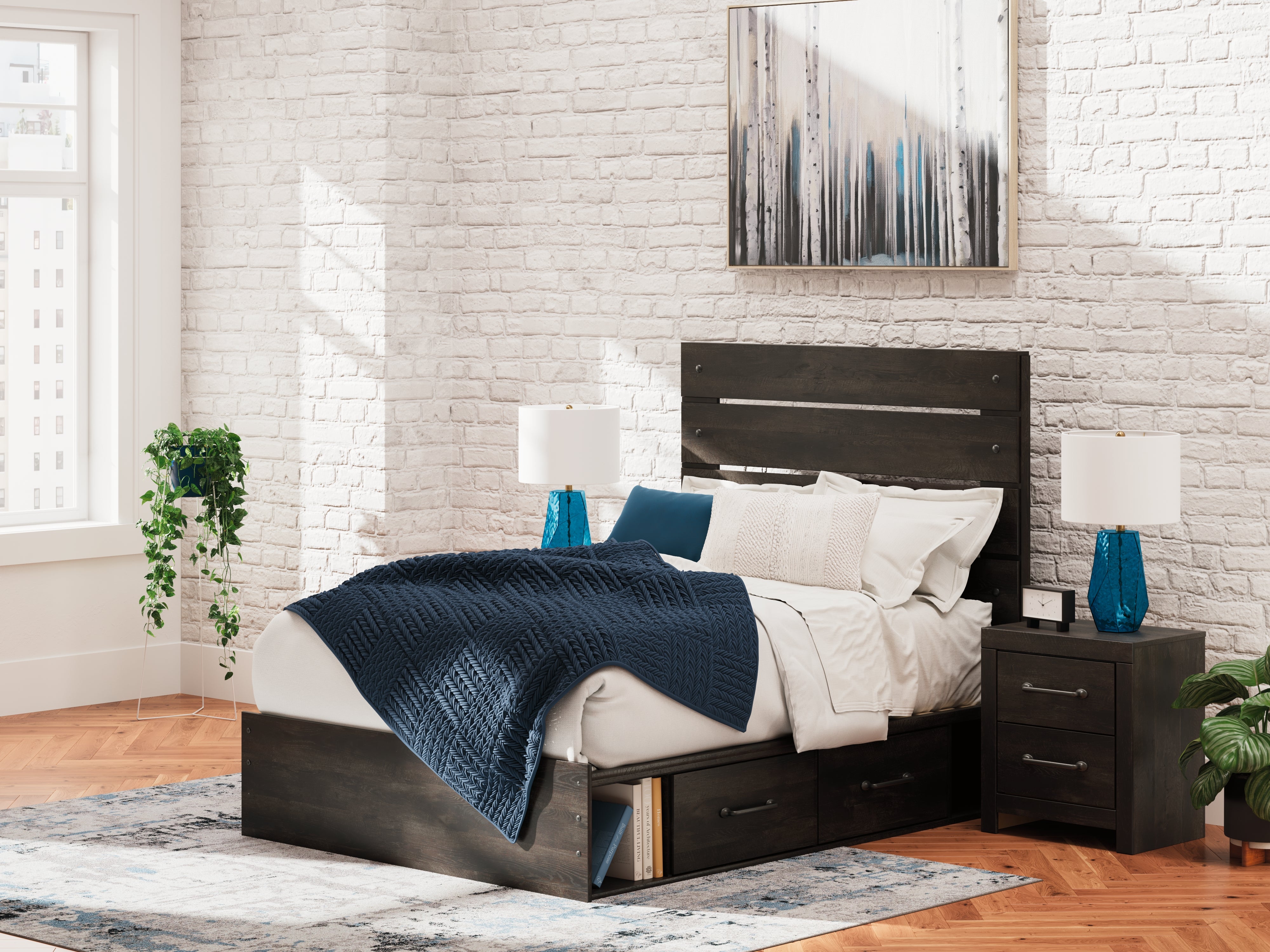 3 Brothers Decor - Ashley Furniture - Hollivern Bedroom - Full Panel Storage Bed / Dark Gray - PCB2108B15