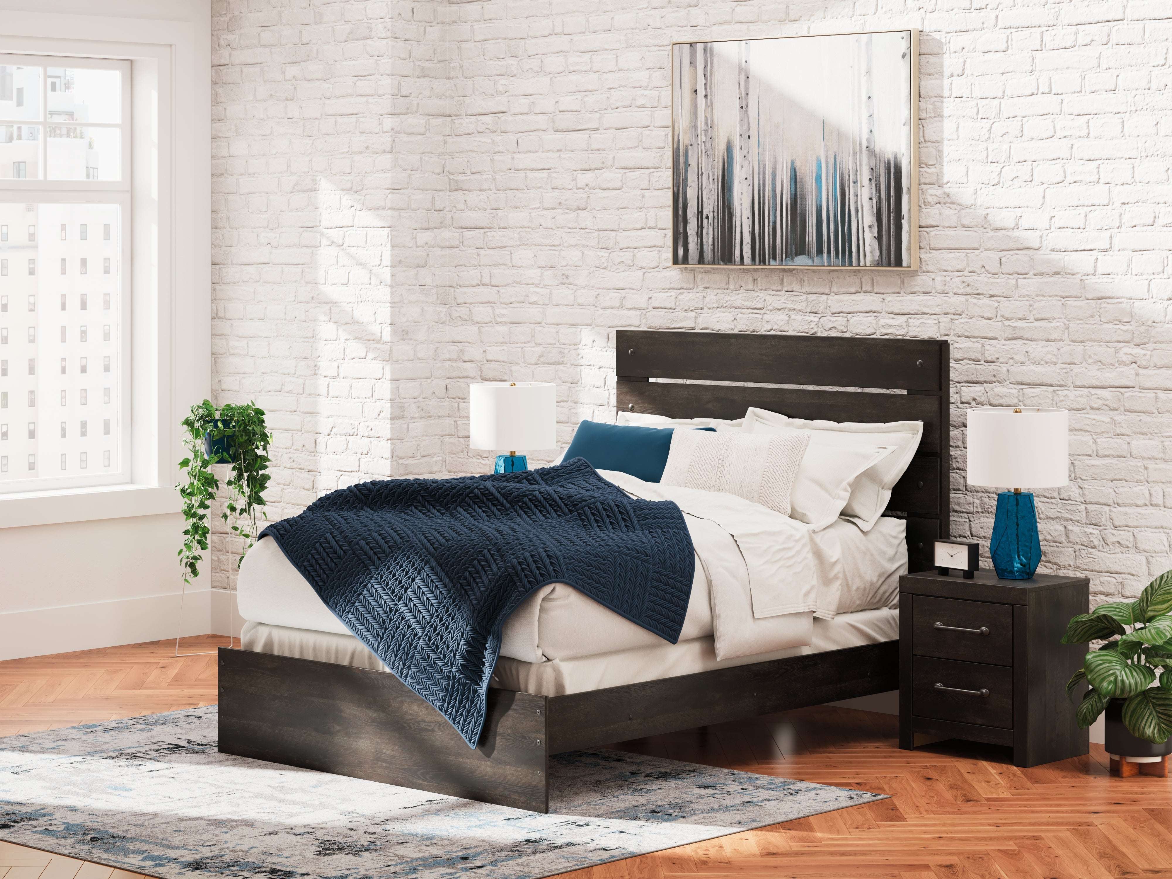 3 Brothers Decor - Ashley Furniture - Hollivern Bedroom - Queen Panel Bed / Dark Gray - PCB2108B2
