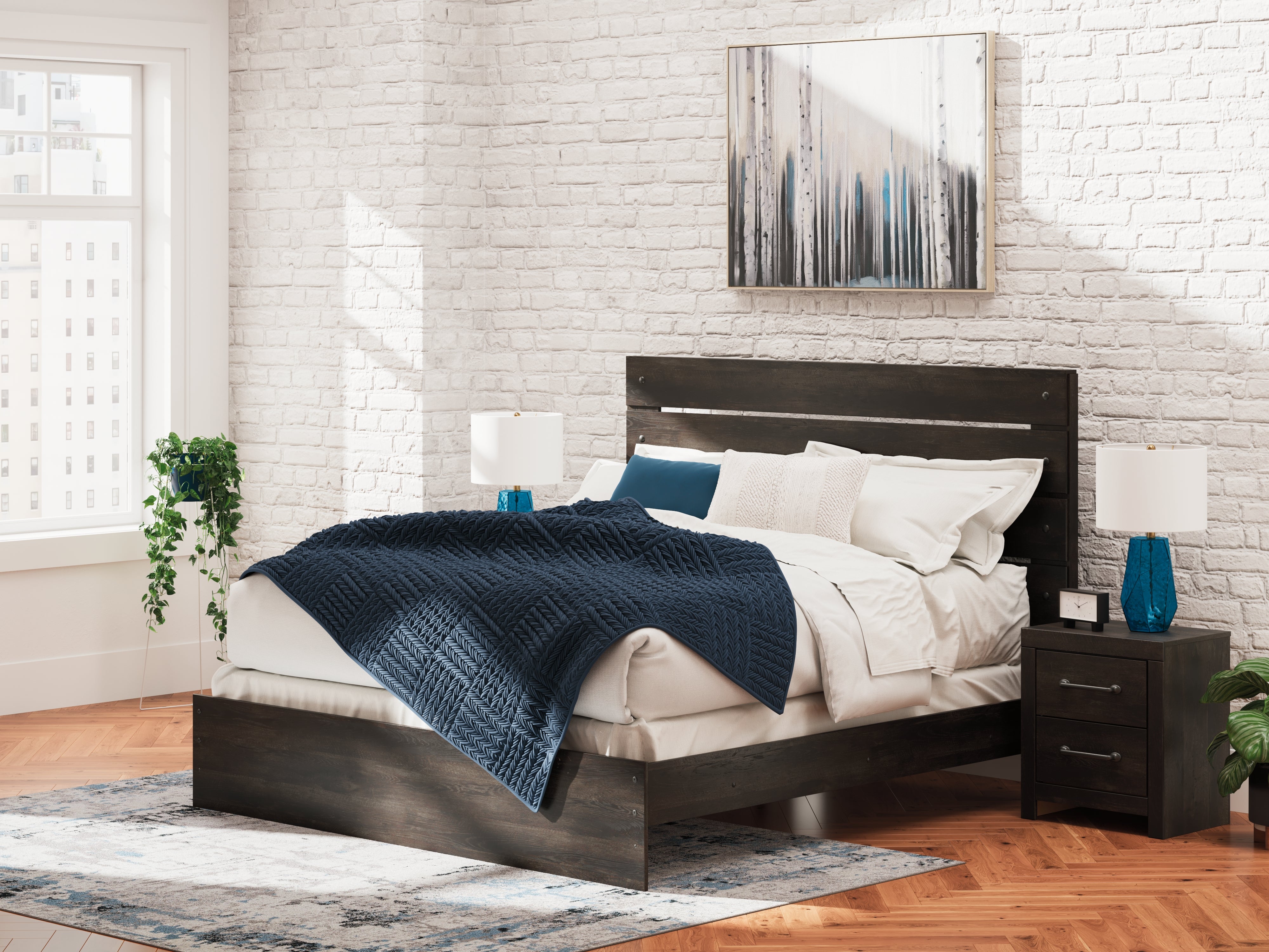 3 Brothers Decor - Ashley Furniture - Hollivern Bedroom - King Panel Bed / Dark Gray - PCB2108B8