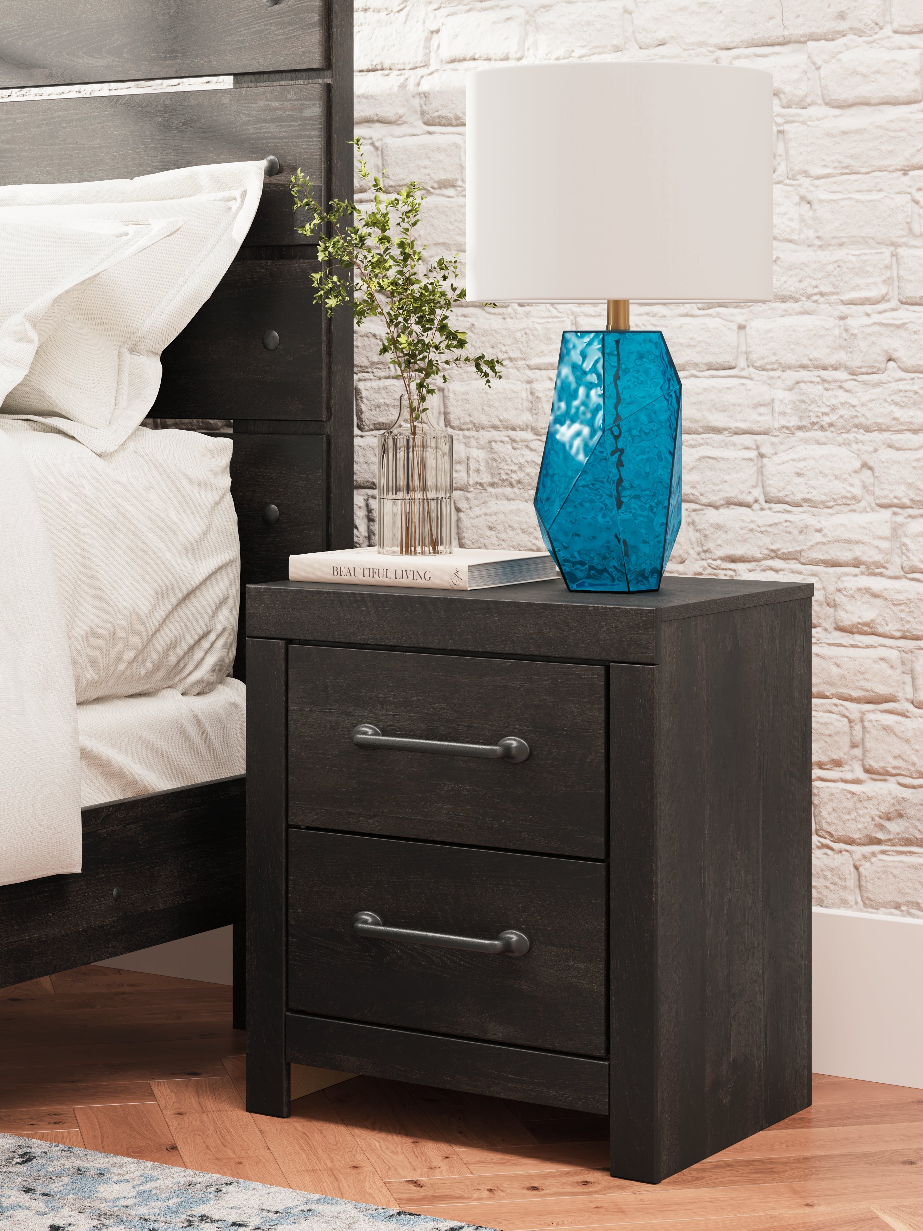 3 Brothers Decor - Ashley Furniture - Hollivern Bedroom - Two Drawer Night Stand / Dark Gray - PCB2108-92