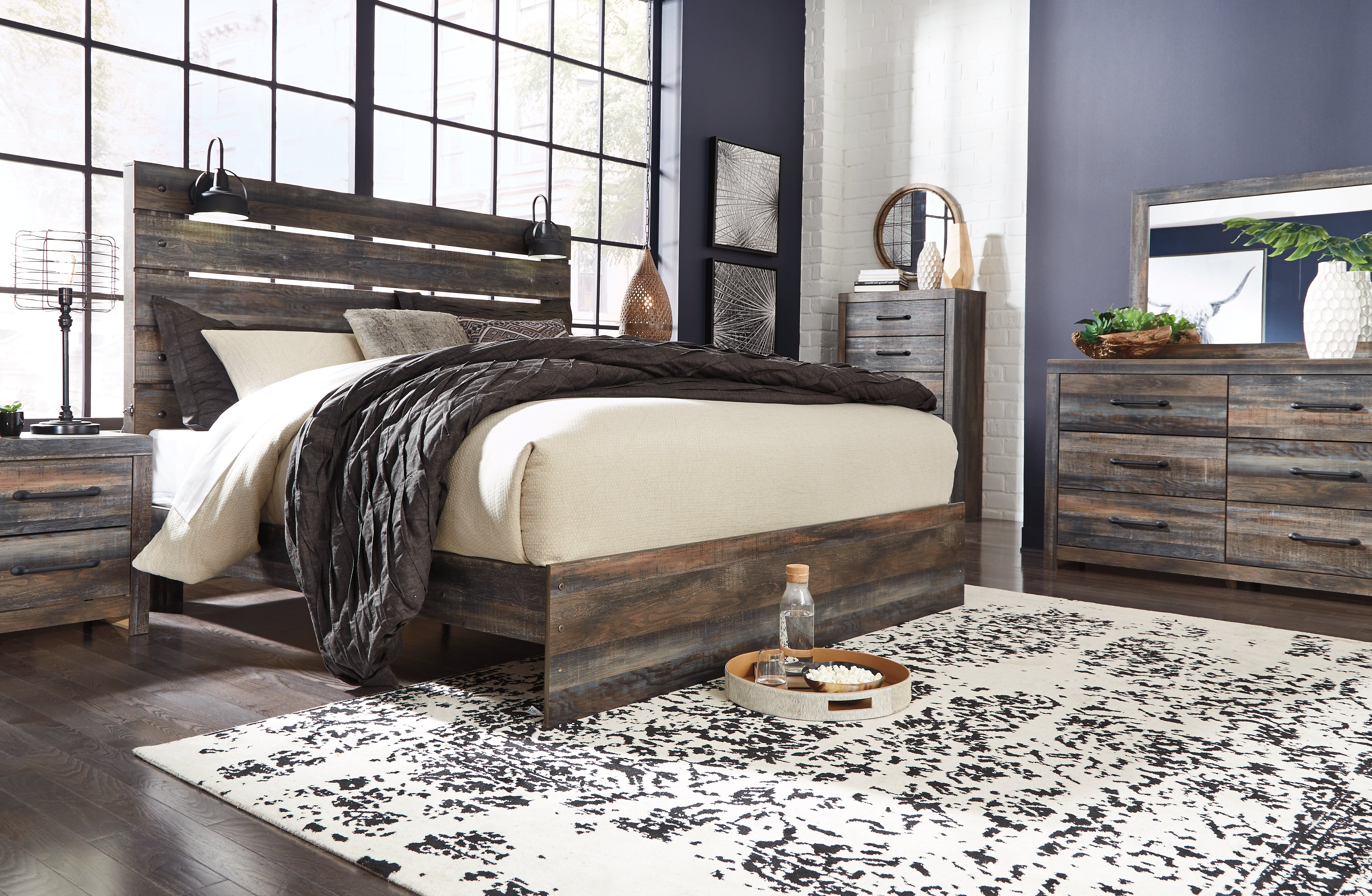 3 Brothers Decor - Ashley Furniture - Drystan Bedroom - King Panel Bed / Multi - B211B14