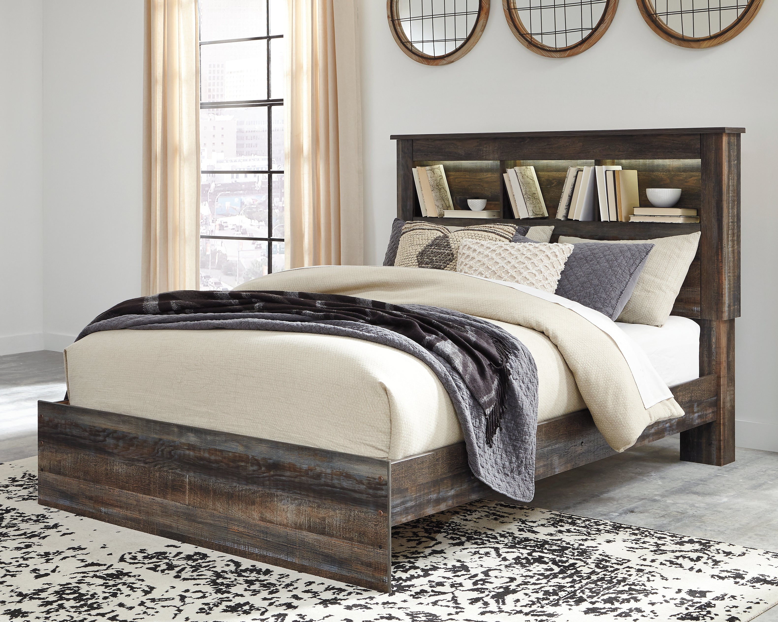 3 Brothers Decor - Ashley Furniture - Drystan Bedroom - Queen Bookcase Bed / Multi - B211B16