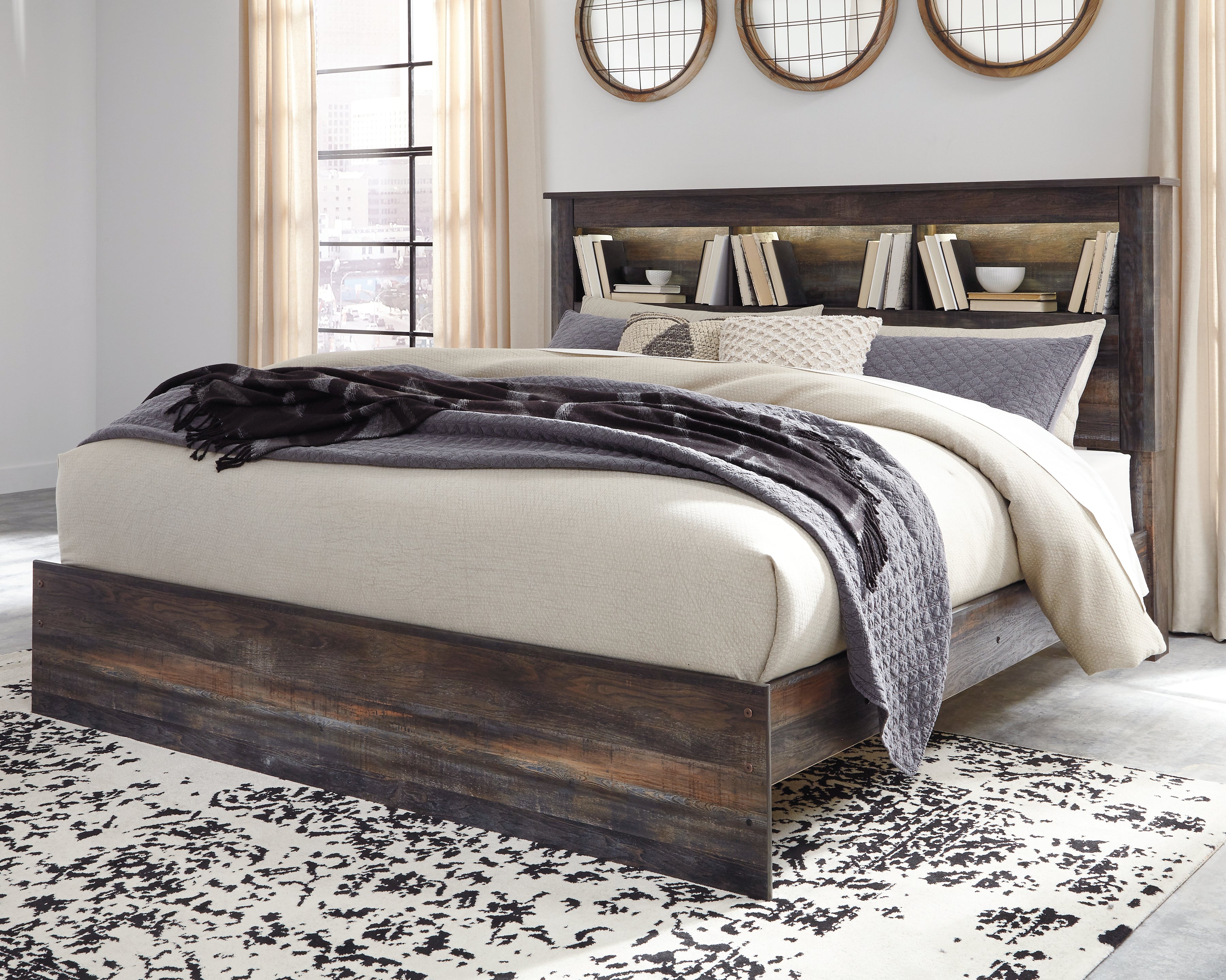 3 Brothers Decor - Ashley Furniture - Drystan Bedroom - King Bookcase Bed / Multi - B211B53