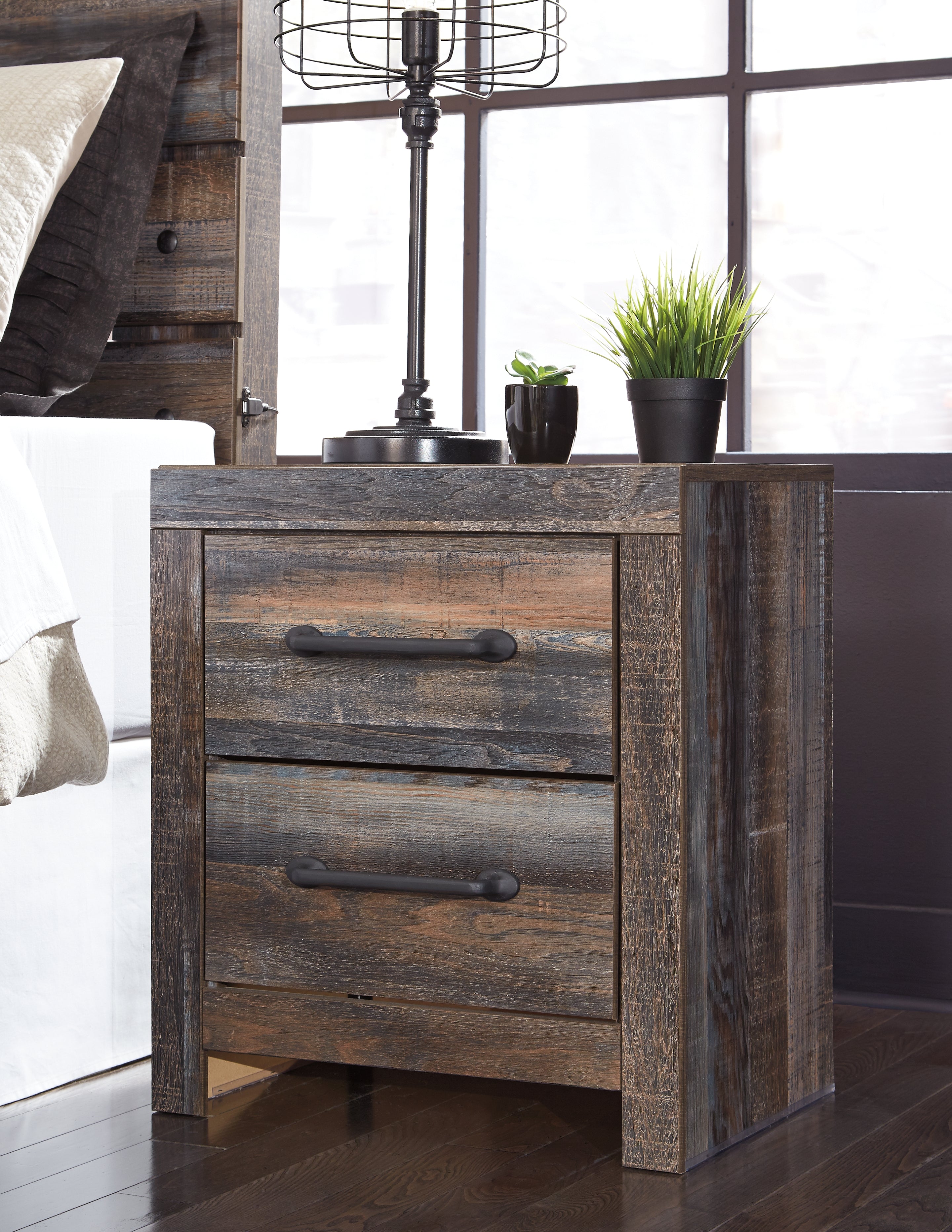 3 Brothers Decor - Ashley Furniture - Drystan Bedroom - Two Drawer Night Stand / Multi - B211-92